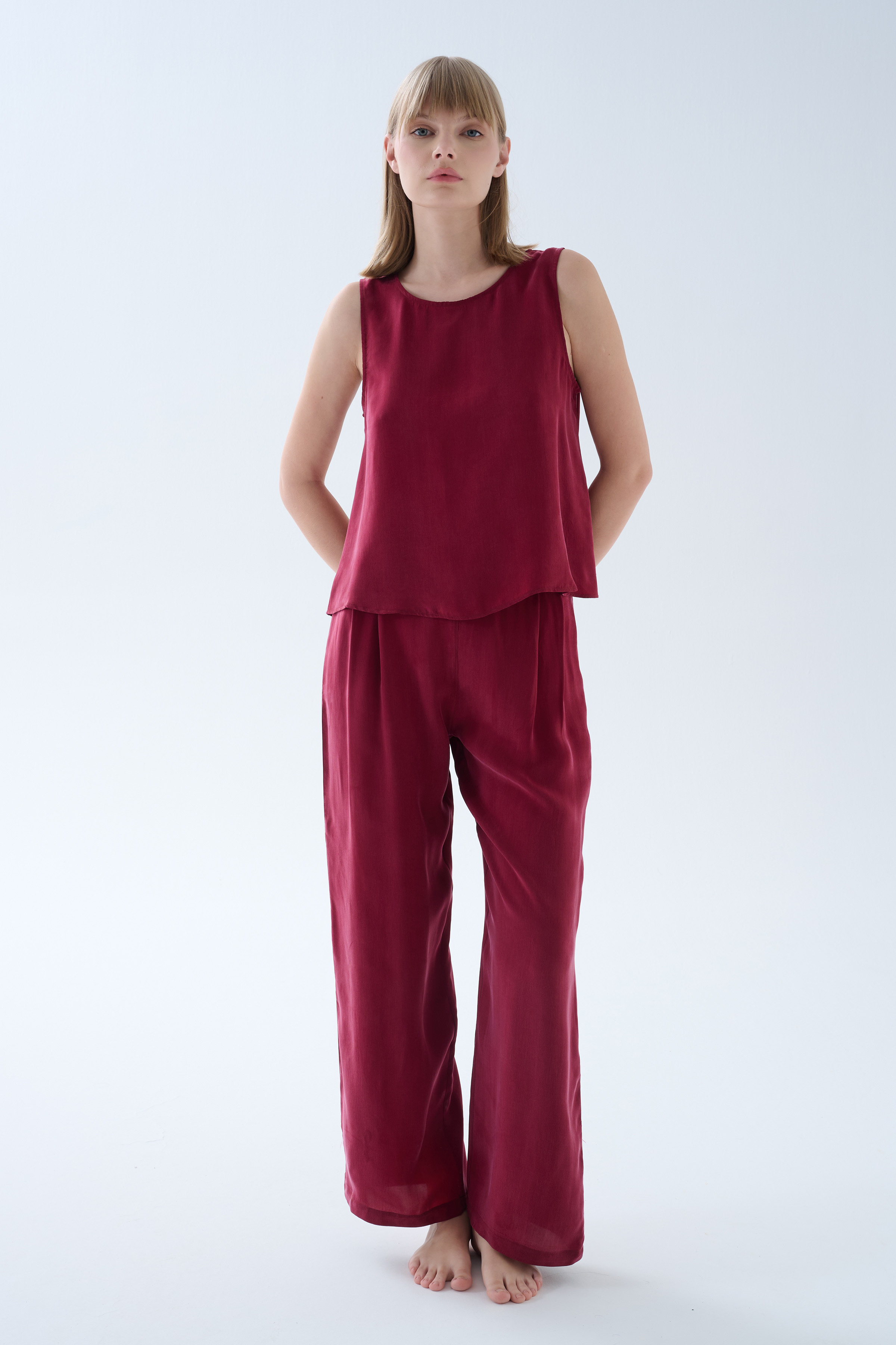 Kadın Vegan Dokuma Kalın Askılı Atlet