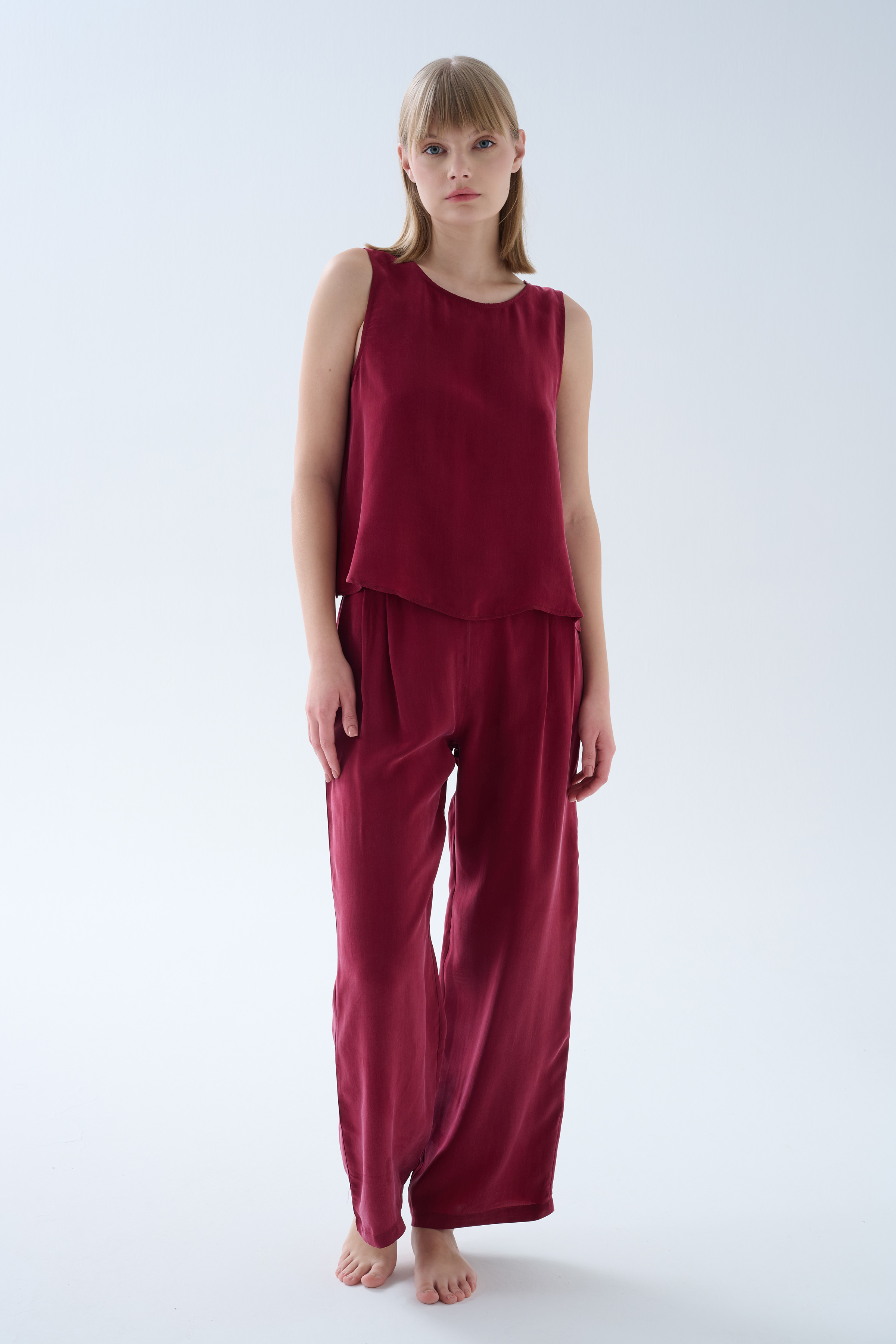 Kadın Vegan Dokuma Kalın Askılı Atlet