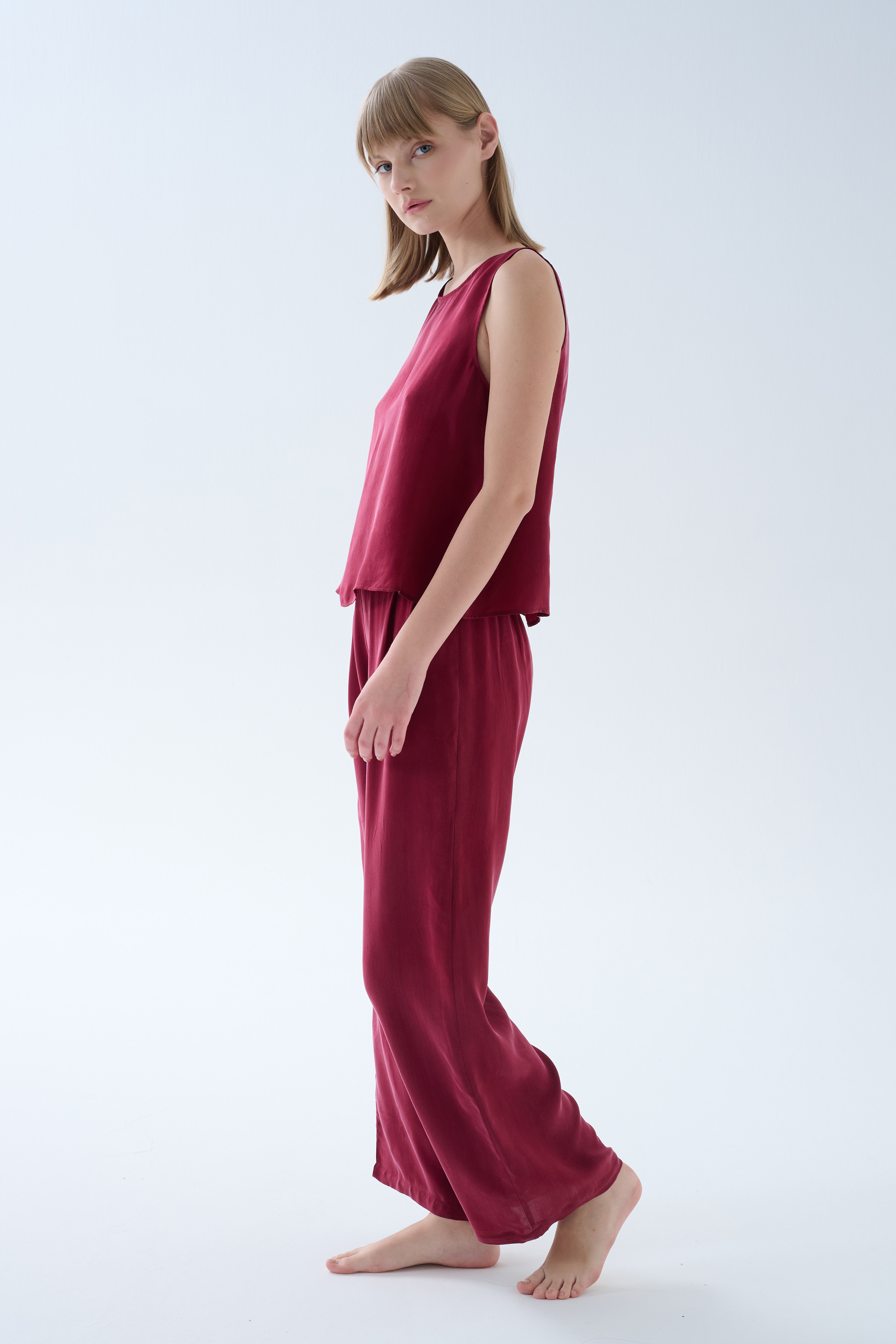 Kadın Vegan Dokuma Kalın Askılı Atlet