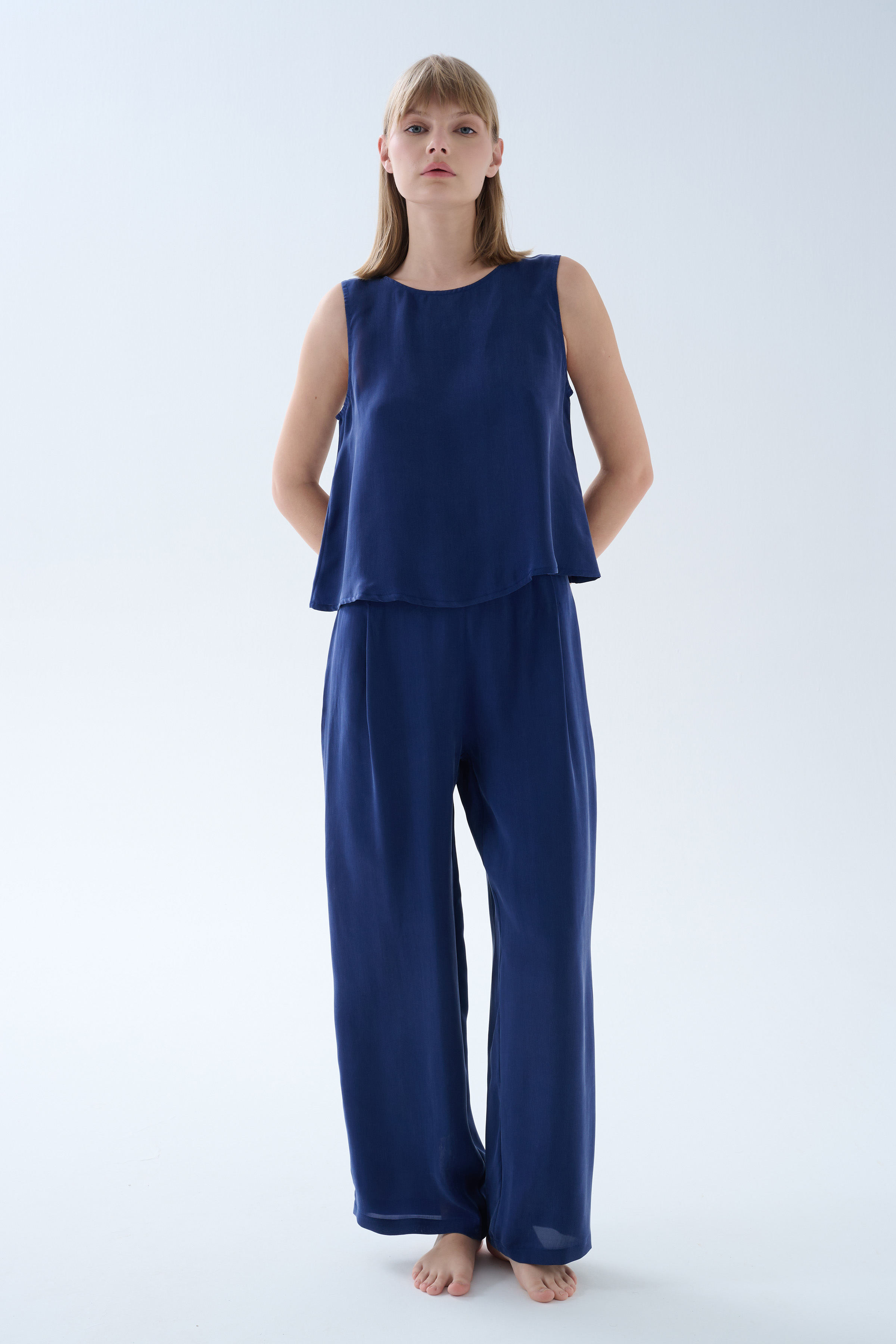 Kadın Vegan Dokuma Kalın Askılı Atlet