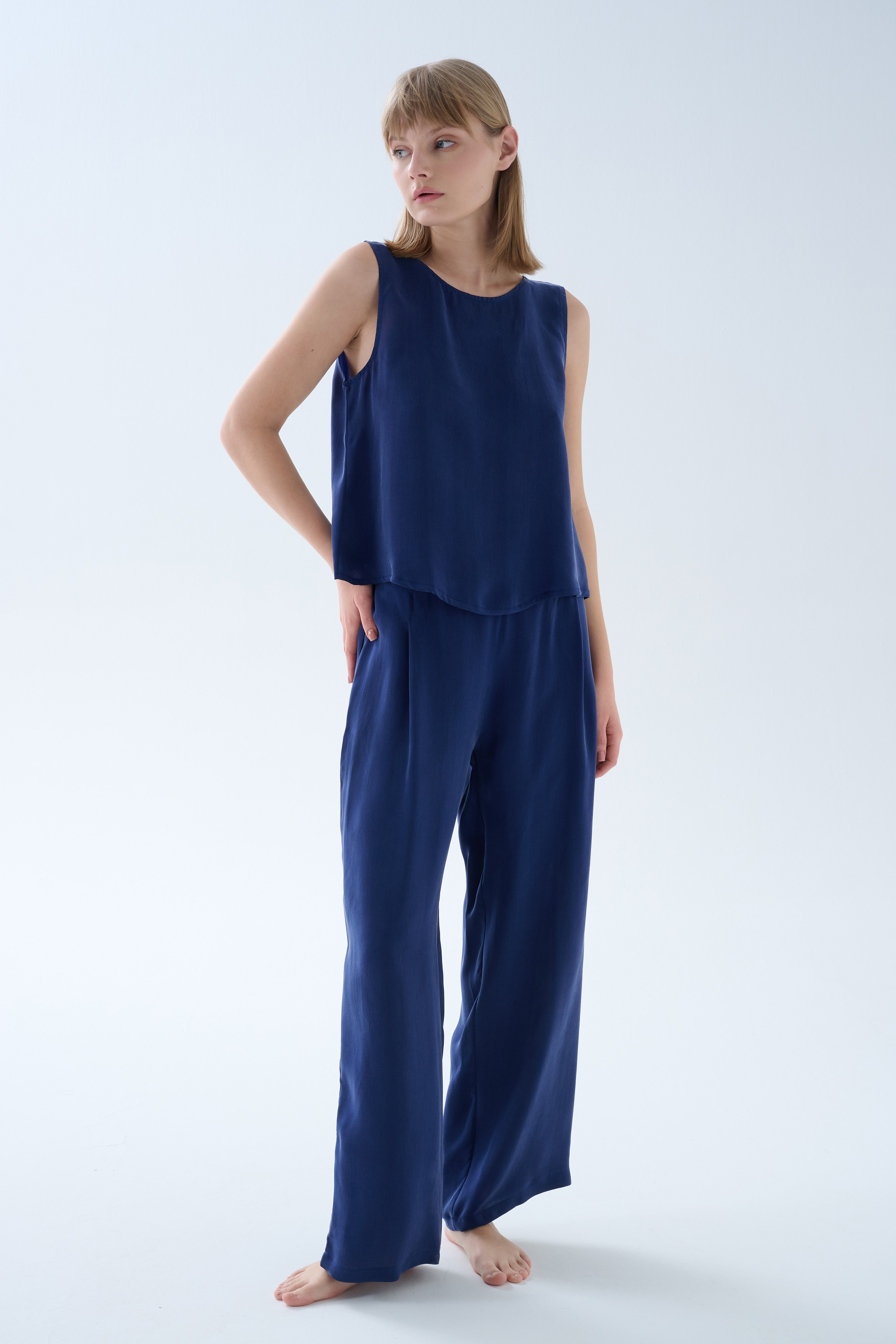 Kadın Vegan Dokuma Kalın Askılı Atlet