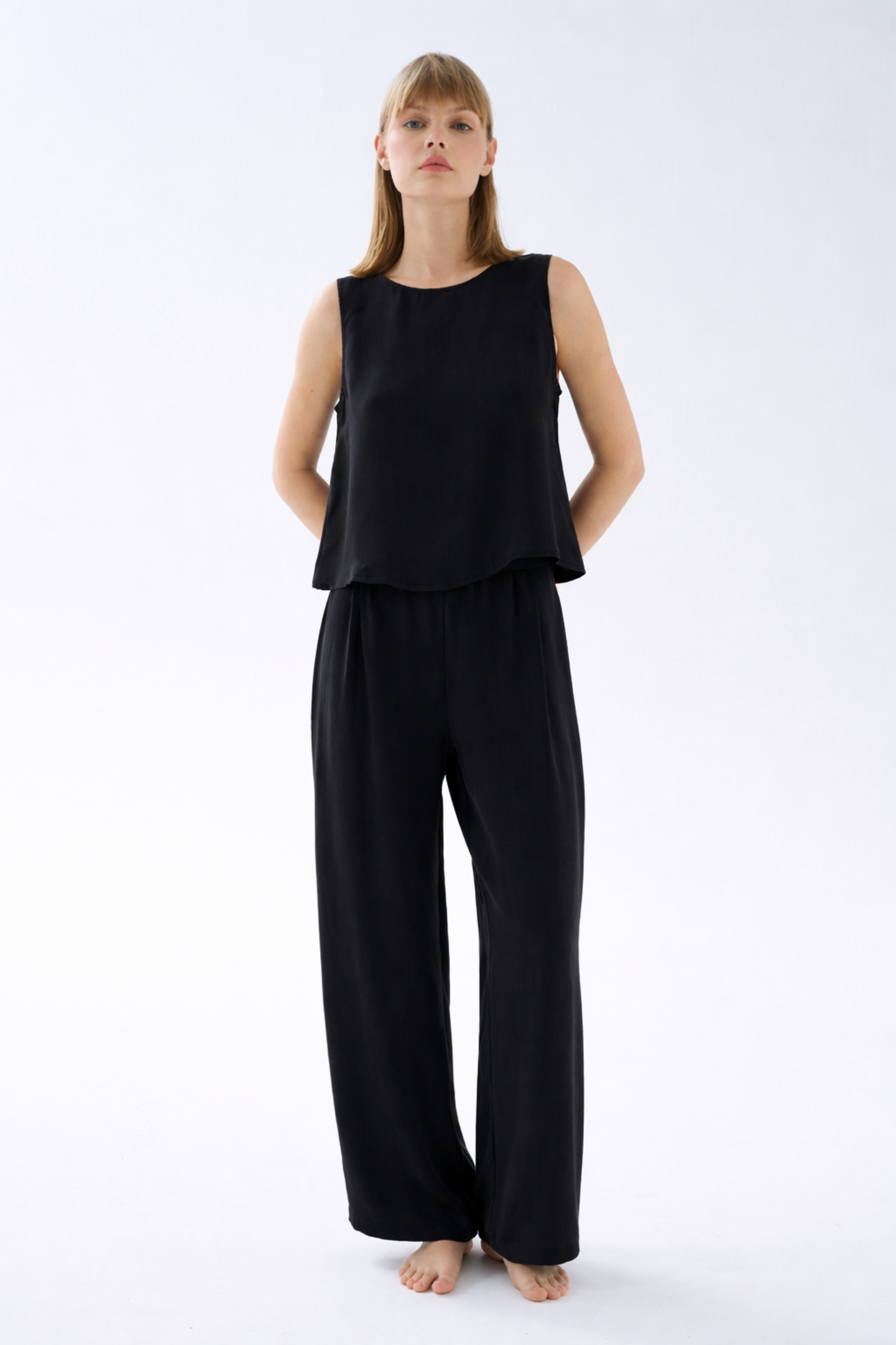 Kadın Vegan Dokuma Kalın Askılı Atlet