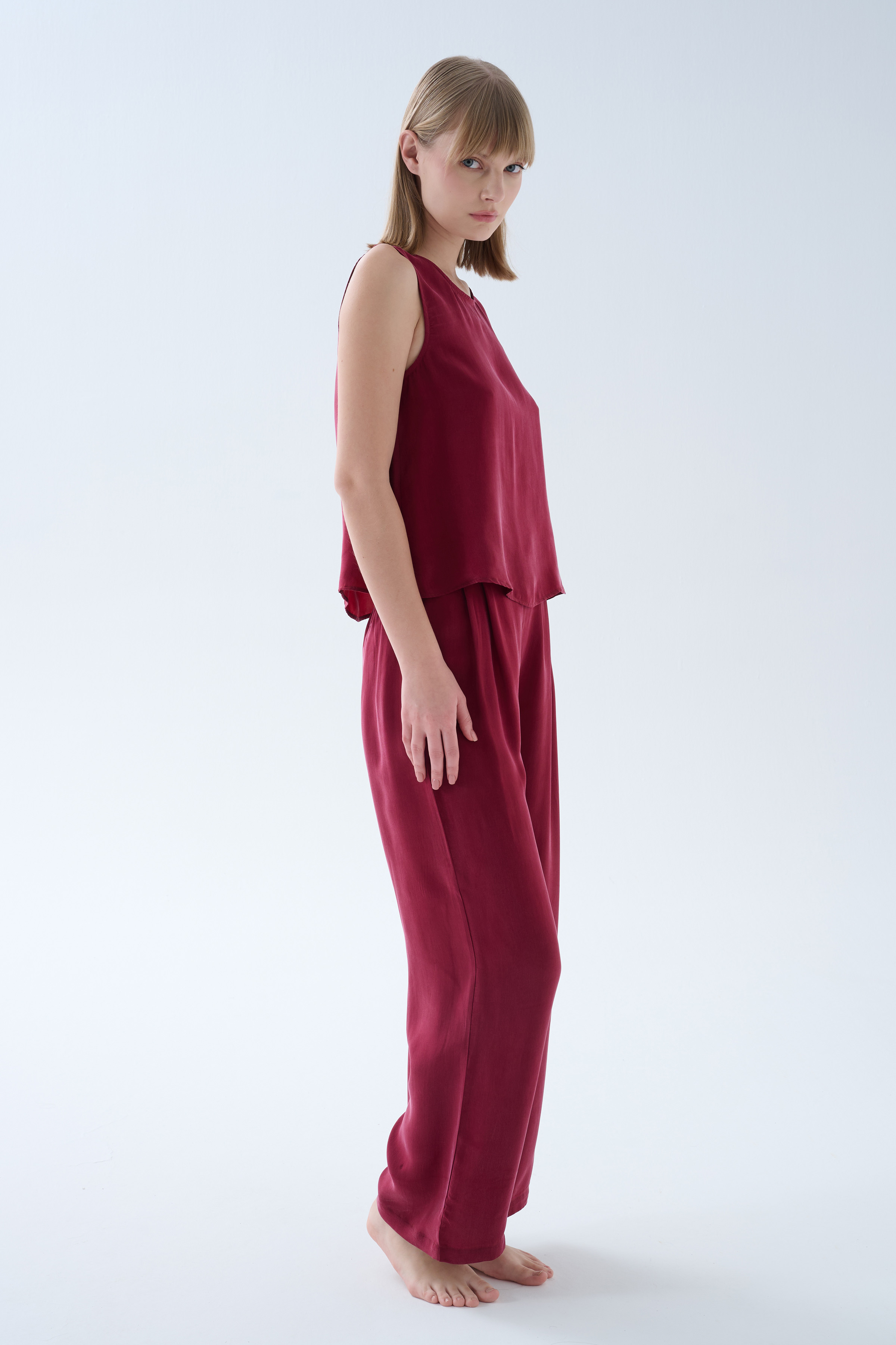 Kadın Vegan Dokuma Pili Detaylı Pantolon