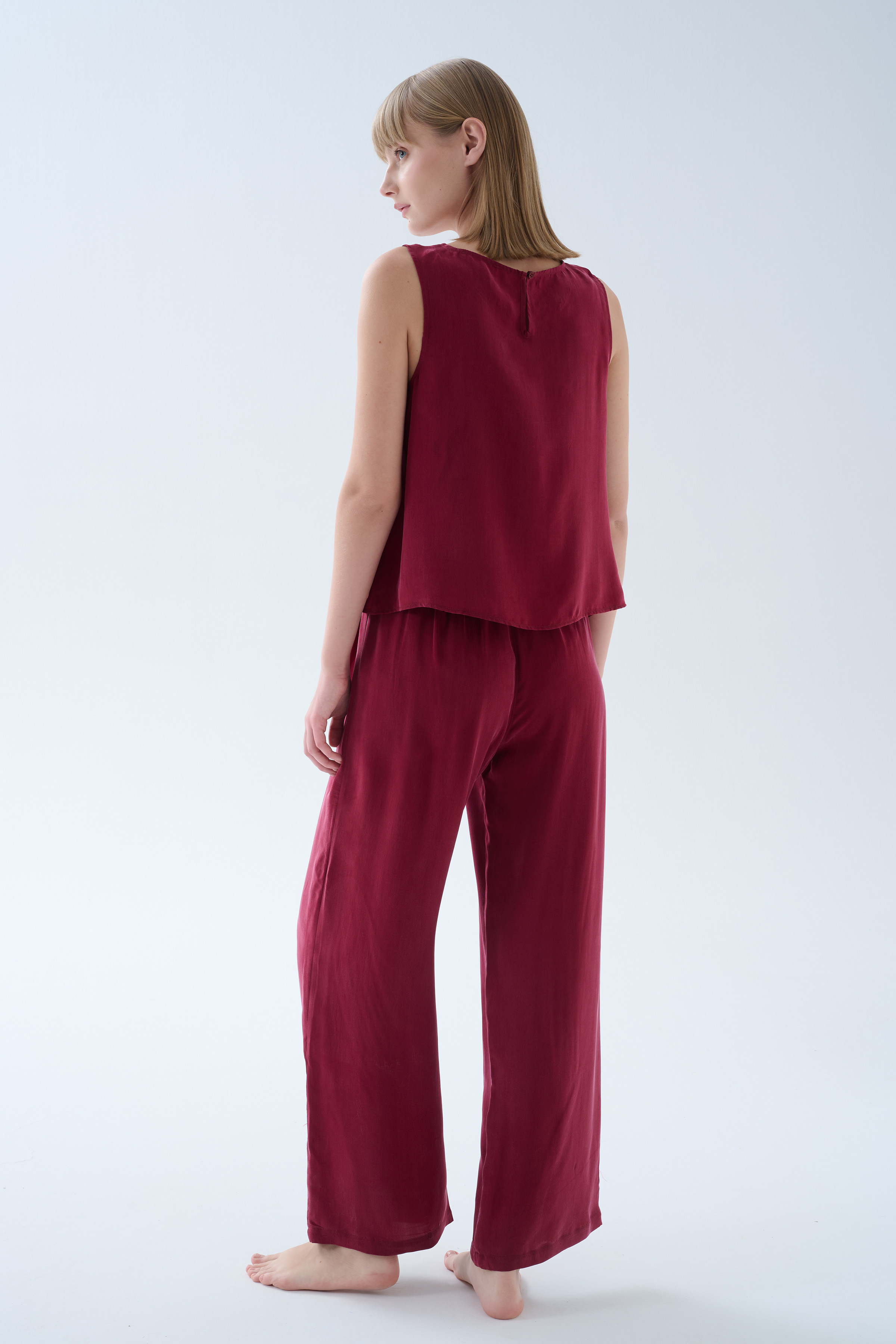 Kadın Vegan Dokuma Pili Detaylı Pantolon