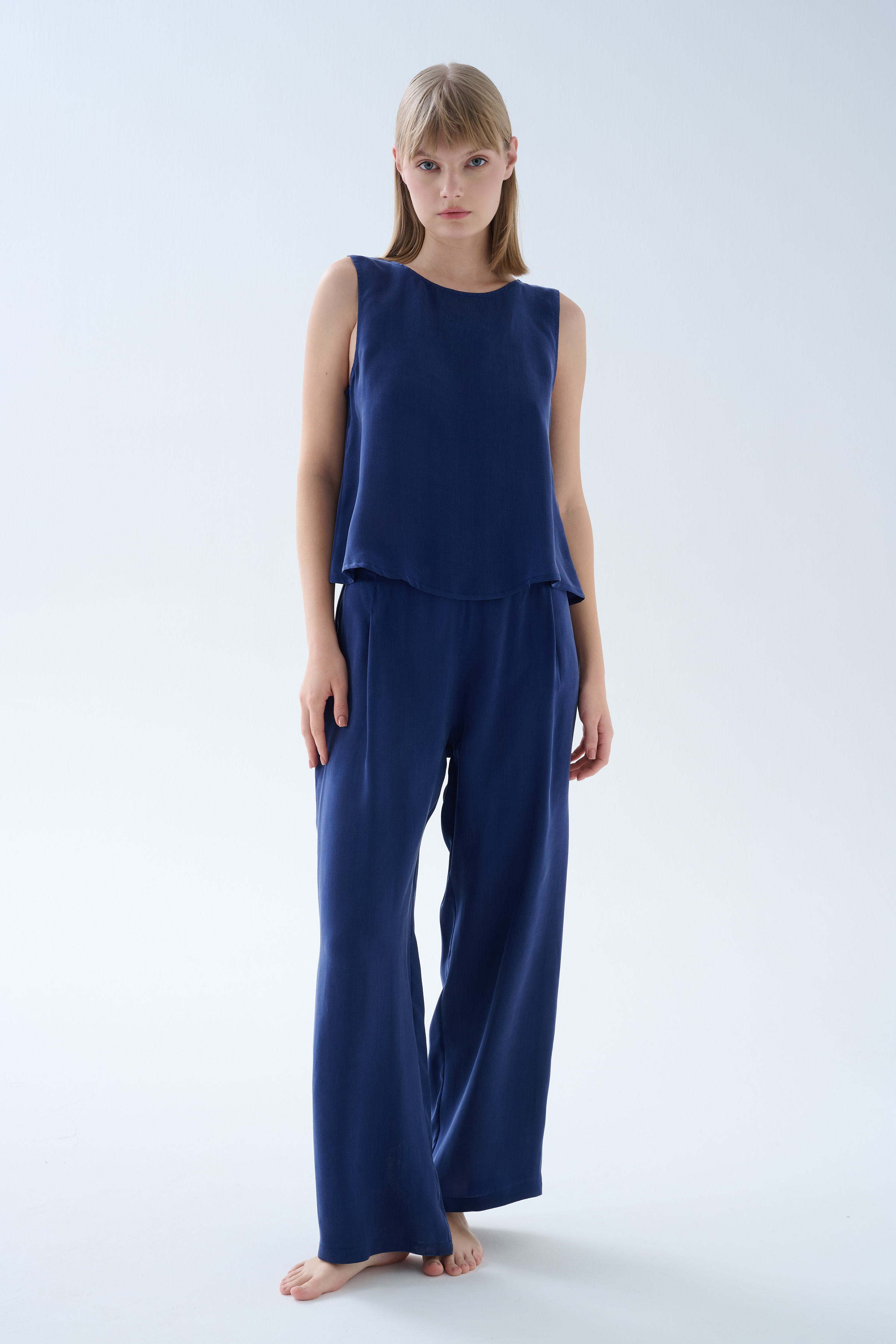 Kadın Vegan Dokuma Pili Detaylı Pantolon