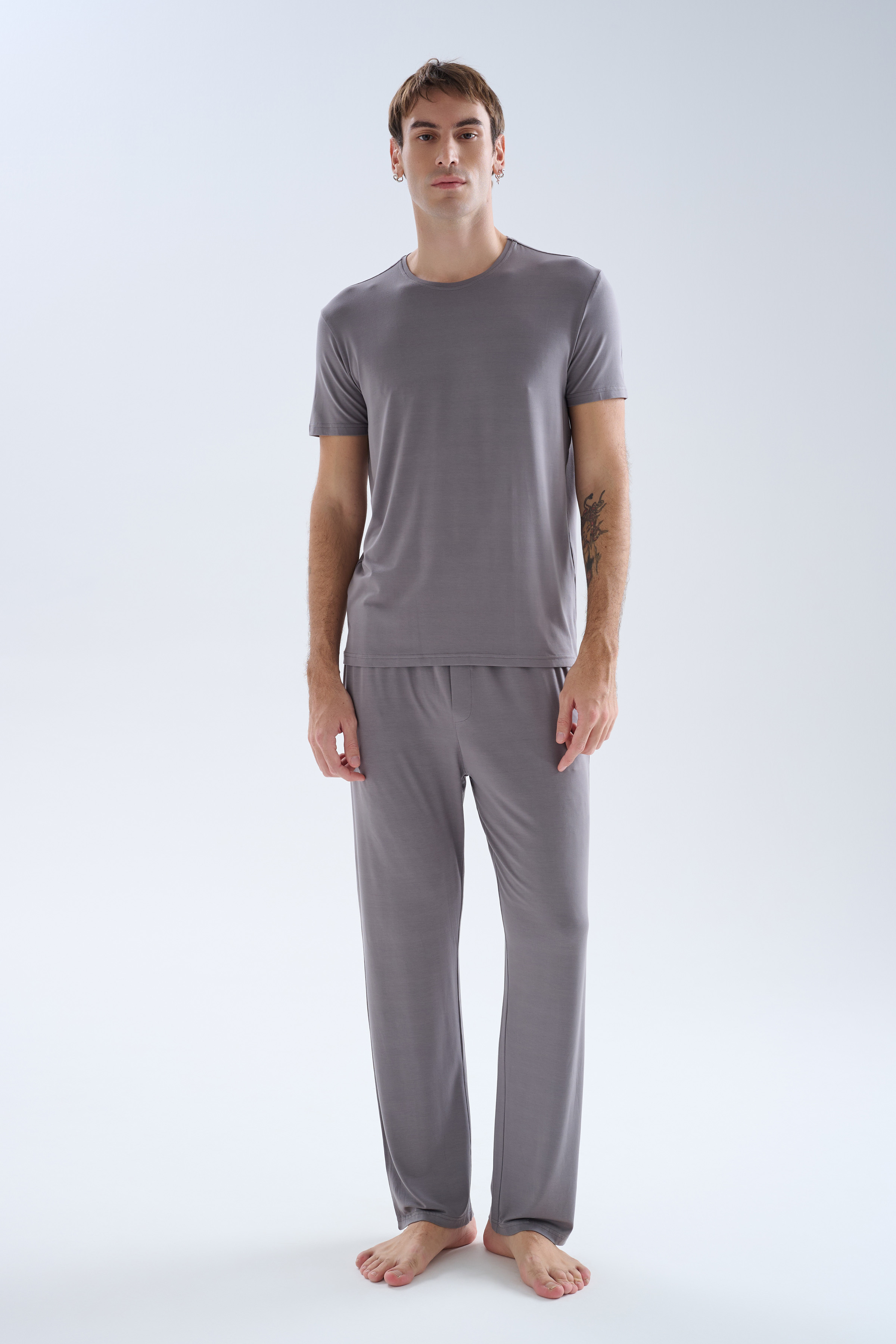 Erkek Modal Bisiklet Yaka Kısa Kollu T-shirt