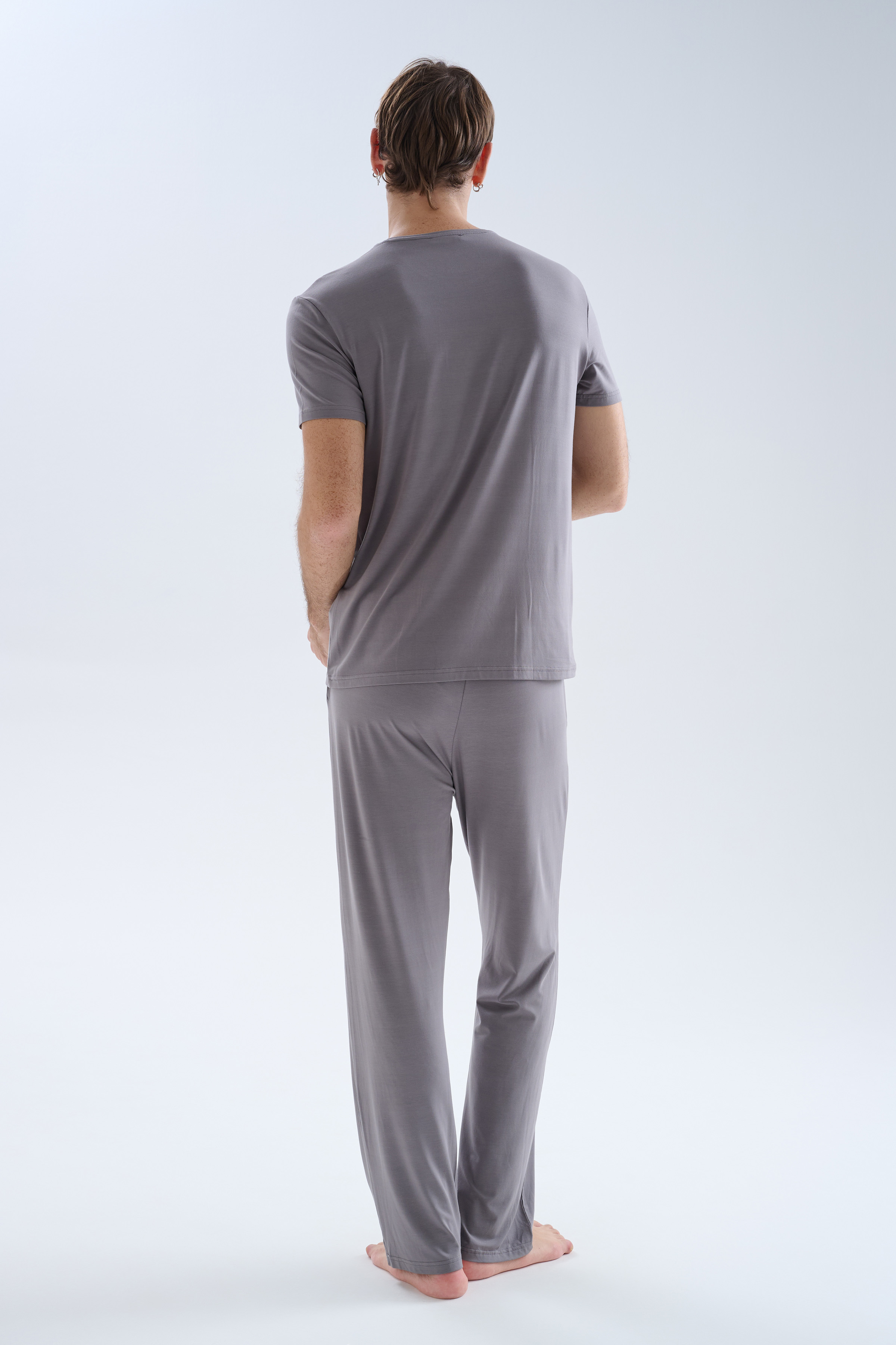 Erkek Modal Bisiklet Yaka Kısa Kollu T-shirt