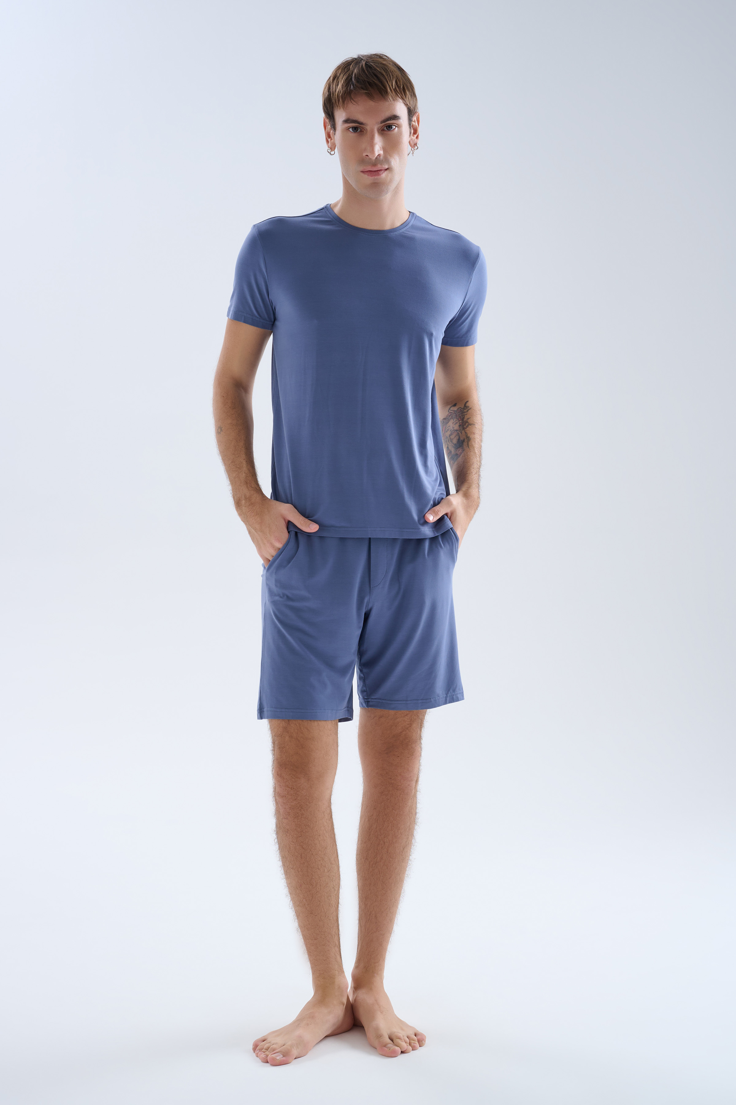 Erkek Modal Bisiklet Yaka Kısa Kollu T-shirt