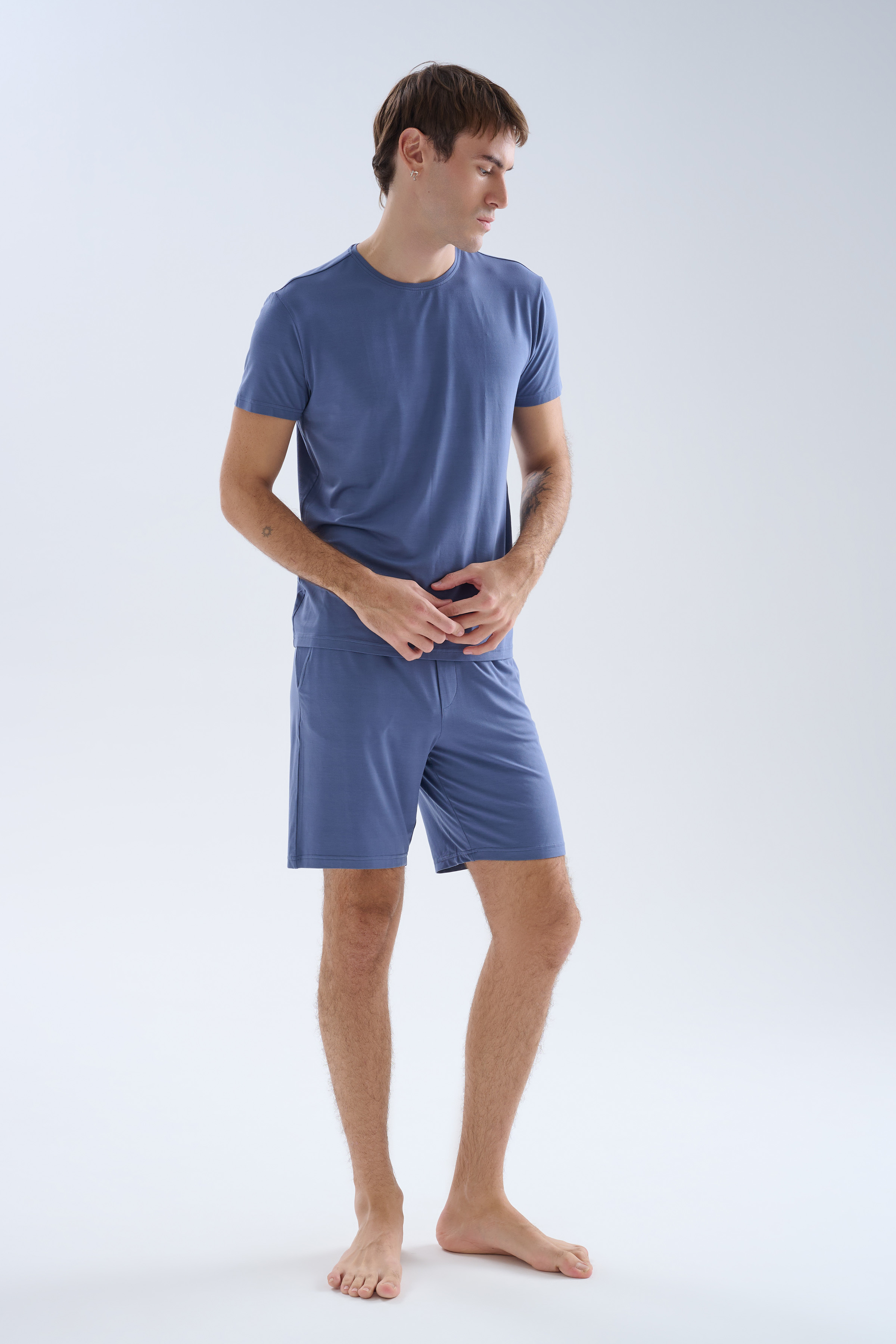 Erkek Modal Bisiklet Yaka Kısa Kollu T-shirt