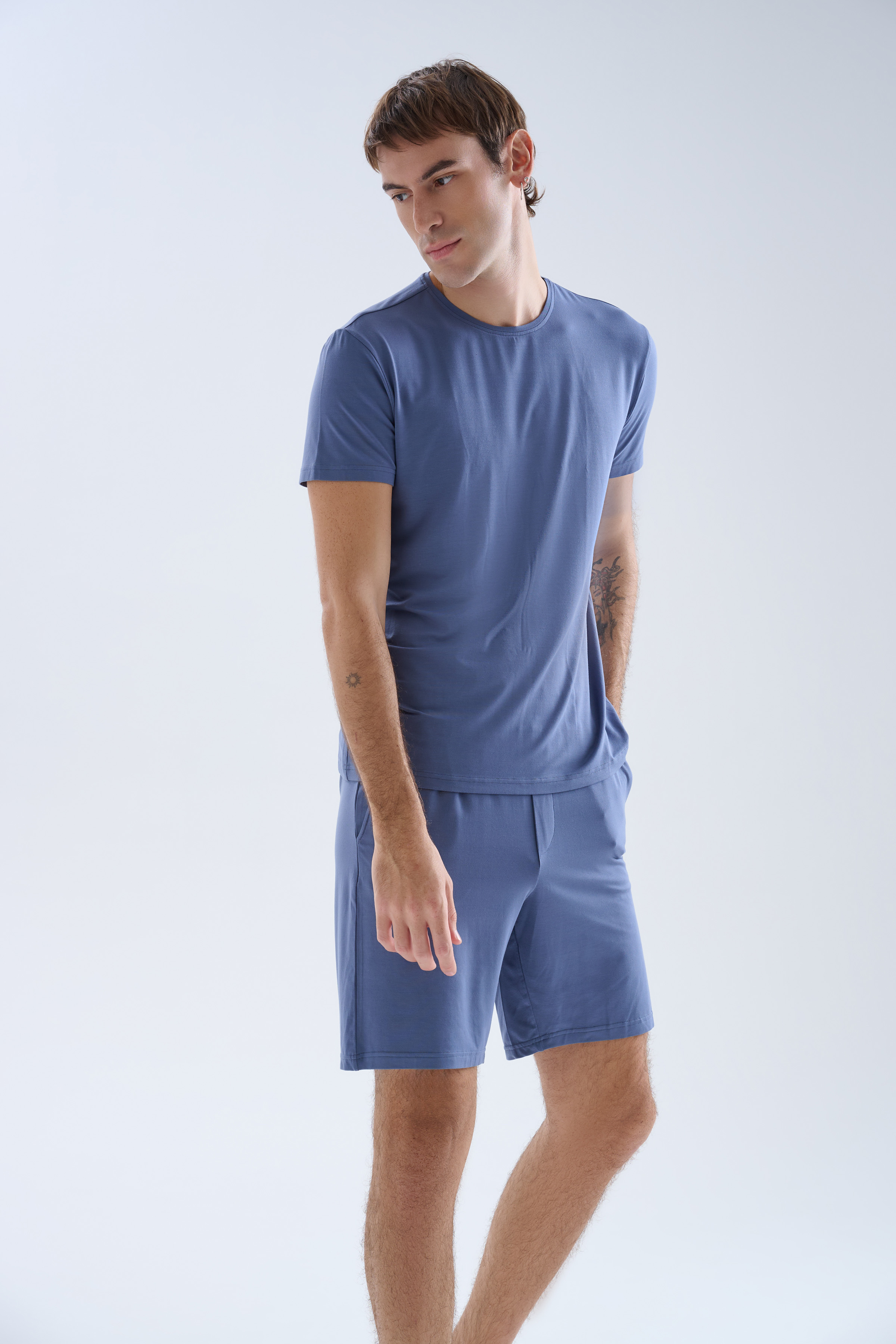 Erkek Modal Bisiklet Yaka Kısa Kollu T-shirt