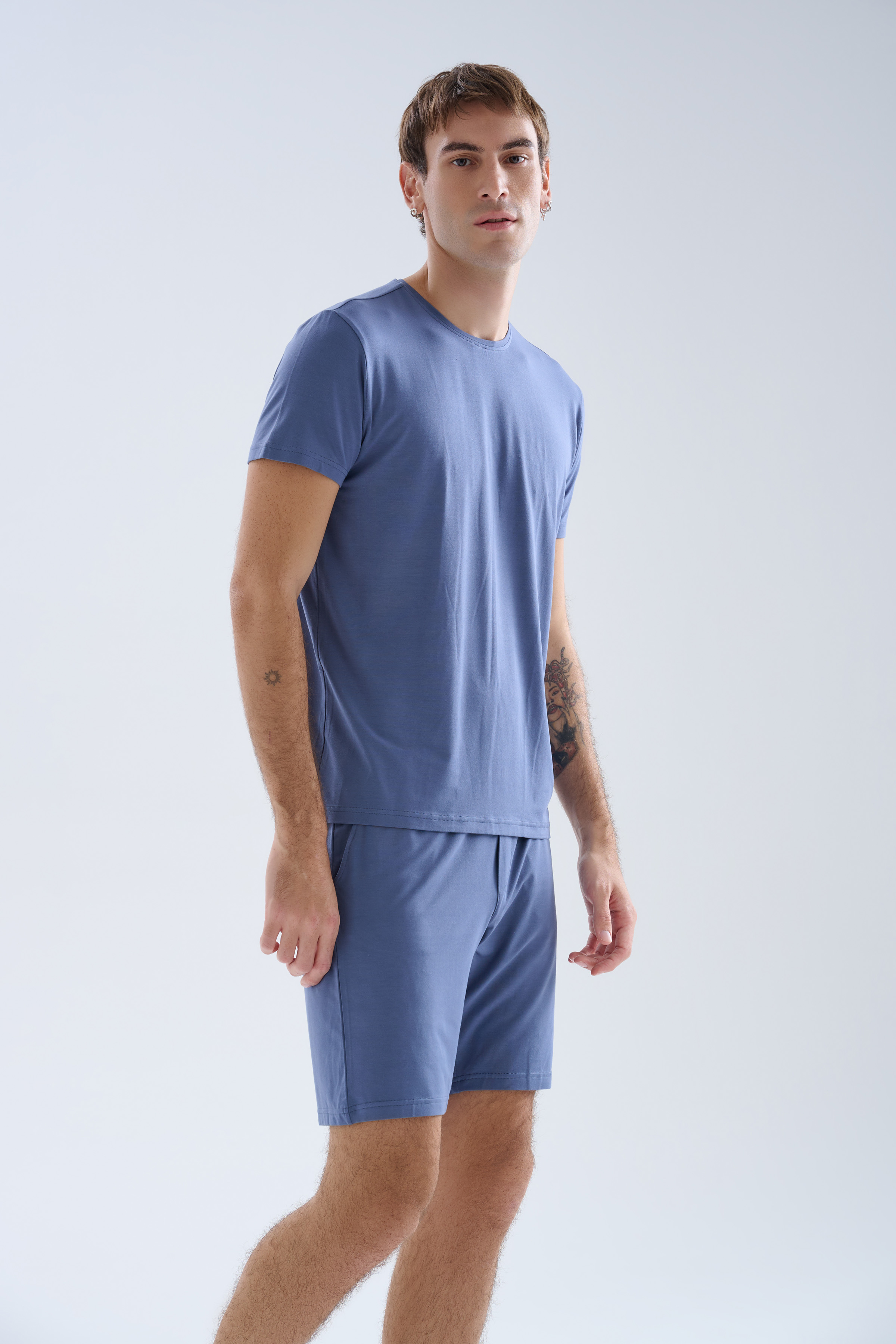 Erkek Modal Bisiklet Yaka Kısa Kollu T-shirt