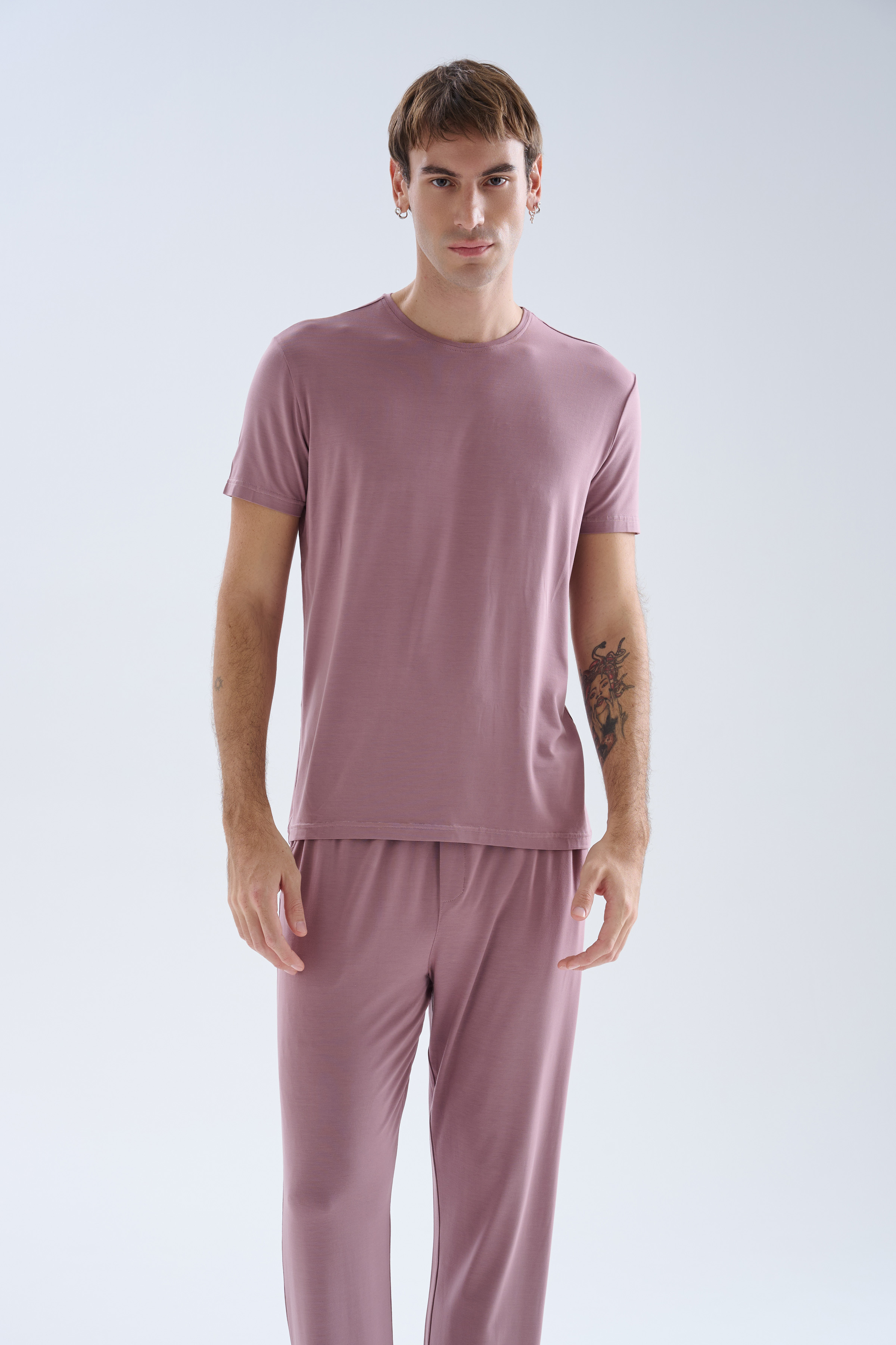 Erkek Modal Bisiklet Yaka Kısa Kollu T-shirt