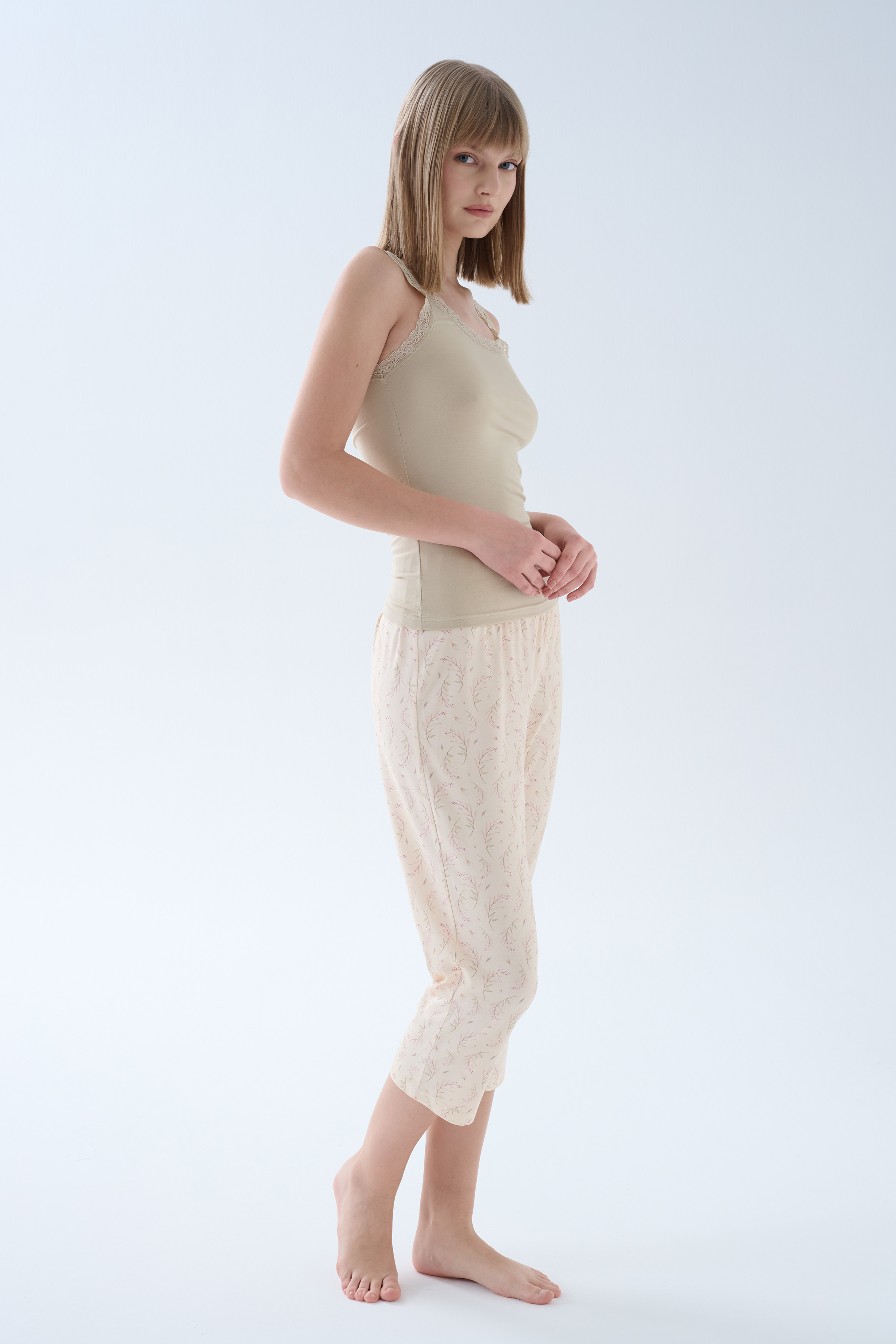 Kadın Viskoz Atlet Kapri Pijama Takımı