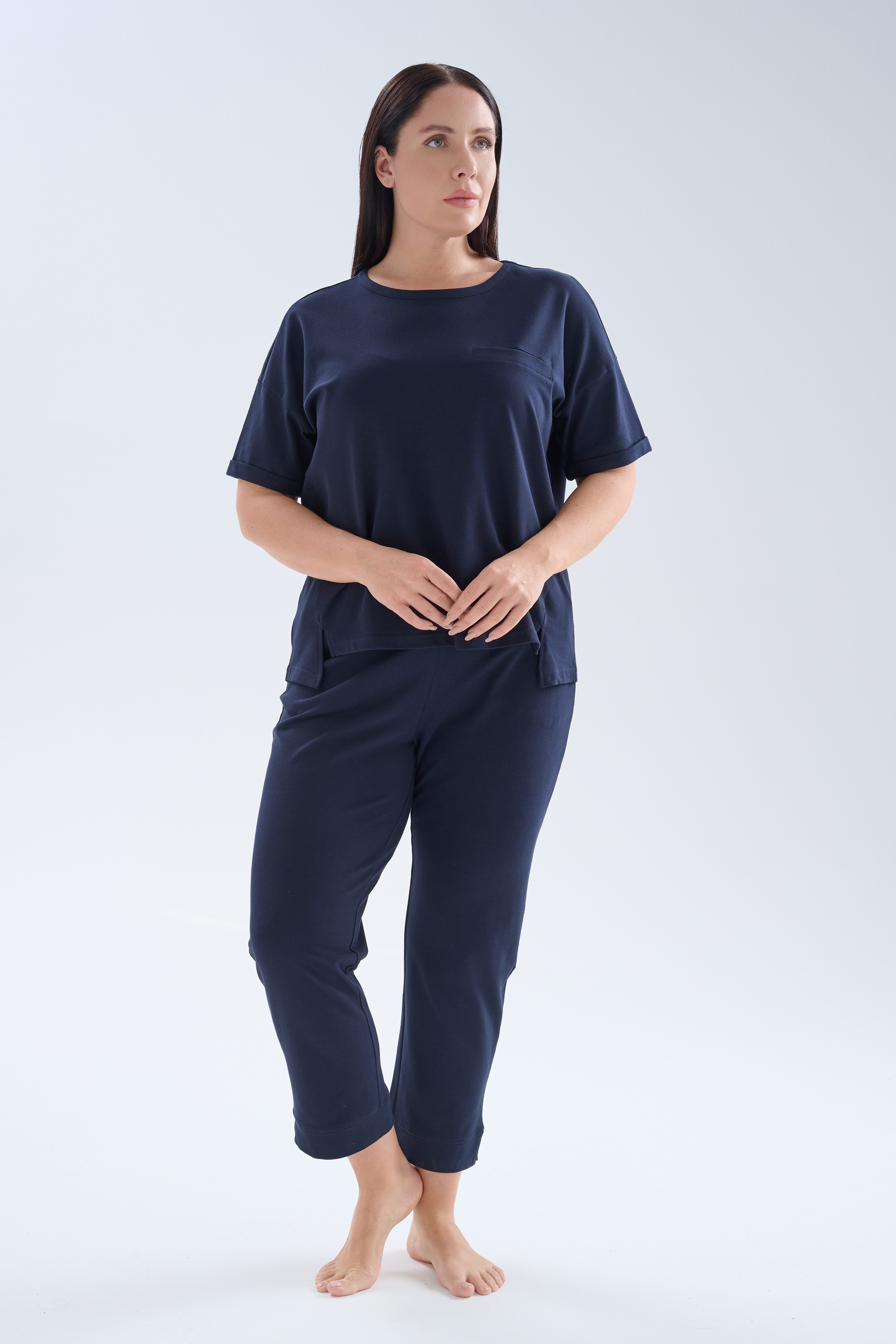 Kadın Büyük Beden Pamuklu Pique İkili Takım