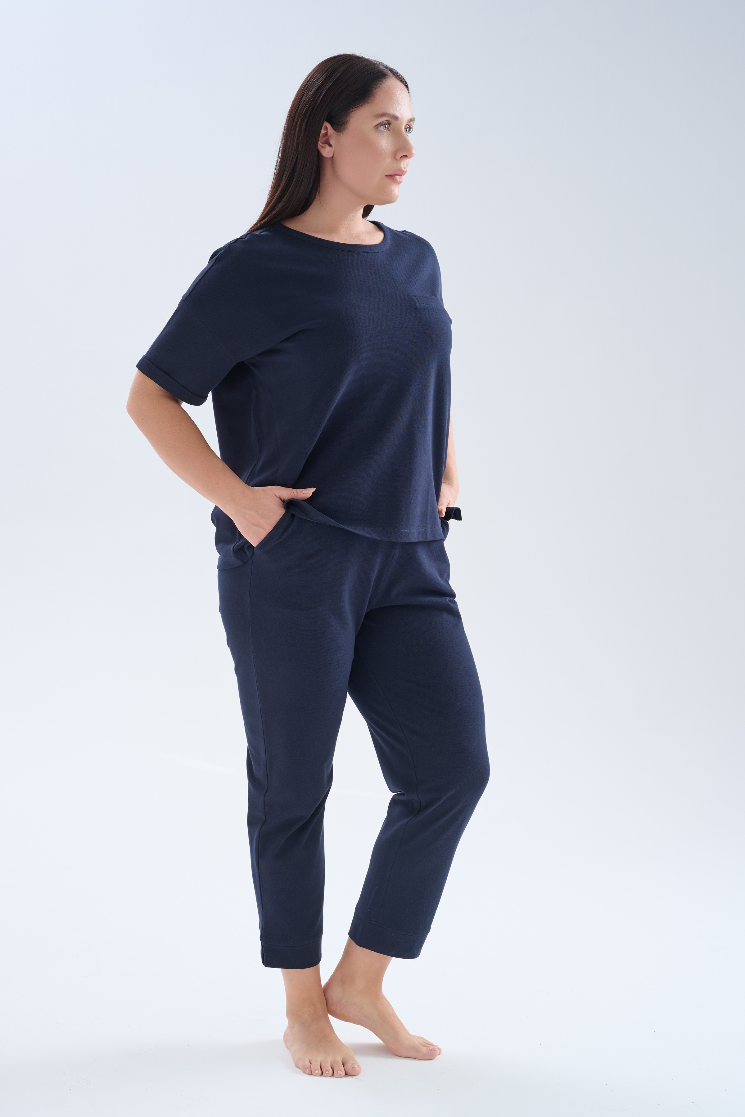 Kadın Büyük Beden Pamuklu Pique İkili Takım