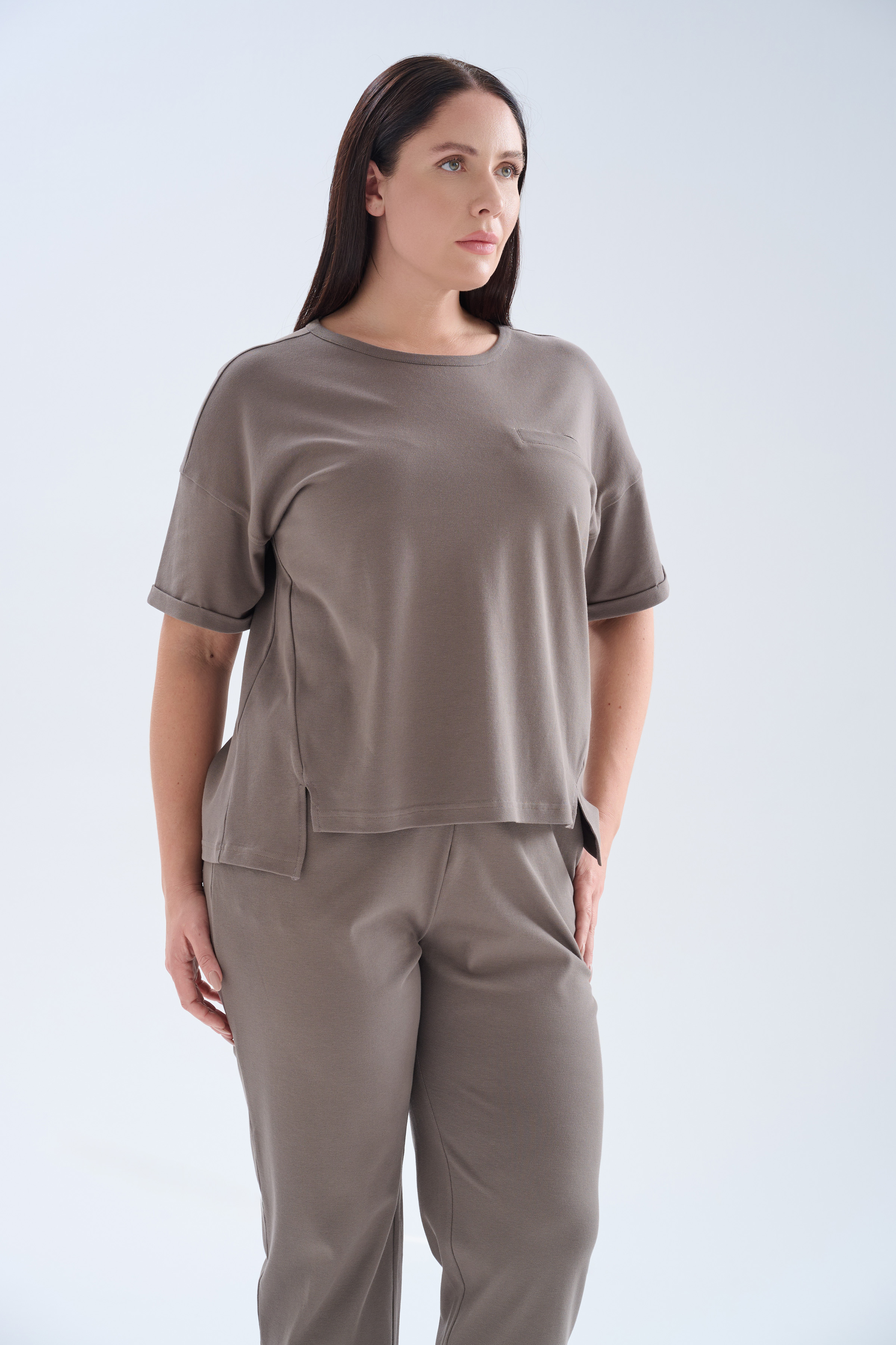 Kadın Büyük Beden Pamuklu Pique İkili Takım