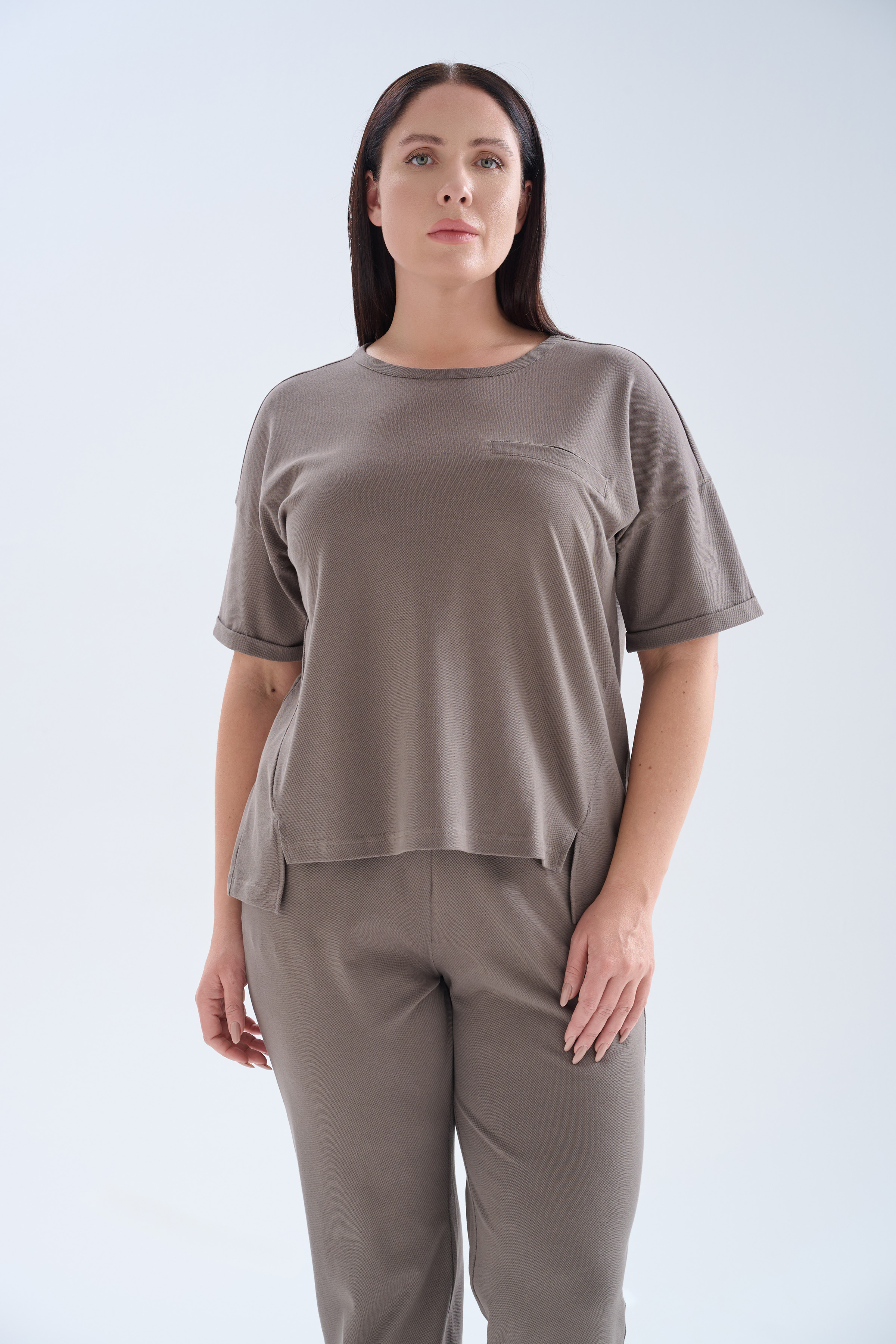 Kadın Büyük Beden Pamuklu Pique İkili Takım