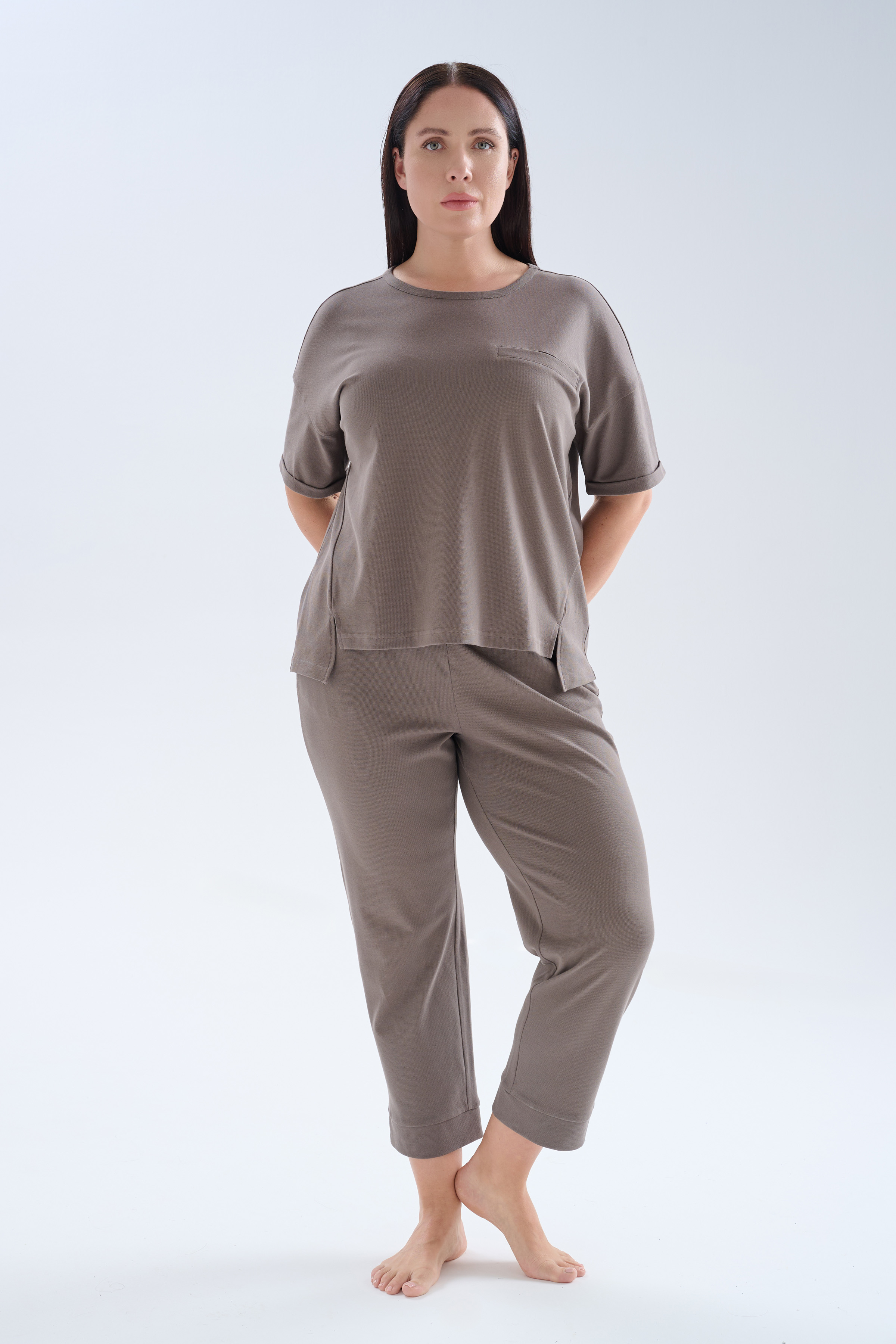 Kadın Büyük Beden Pamuklu Pique İkili Takım