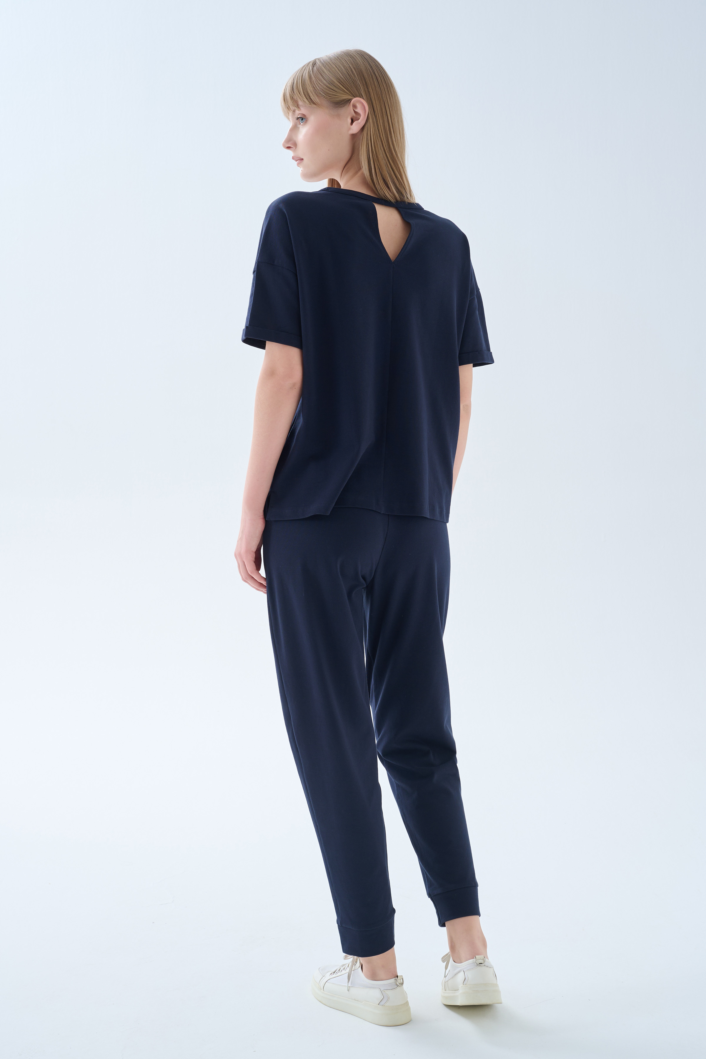 Kadın Pamuklu Pique Yırtmaç Detaylı Pantolon