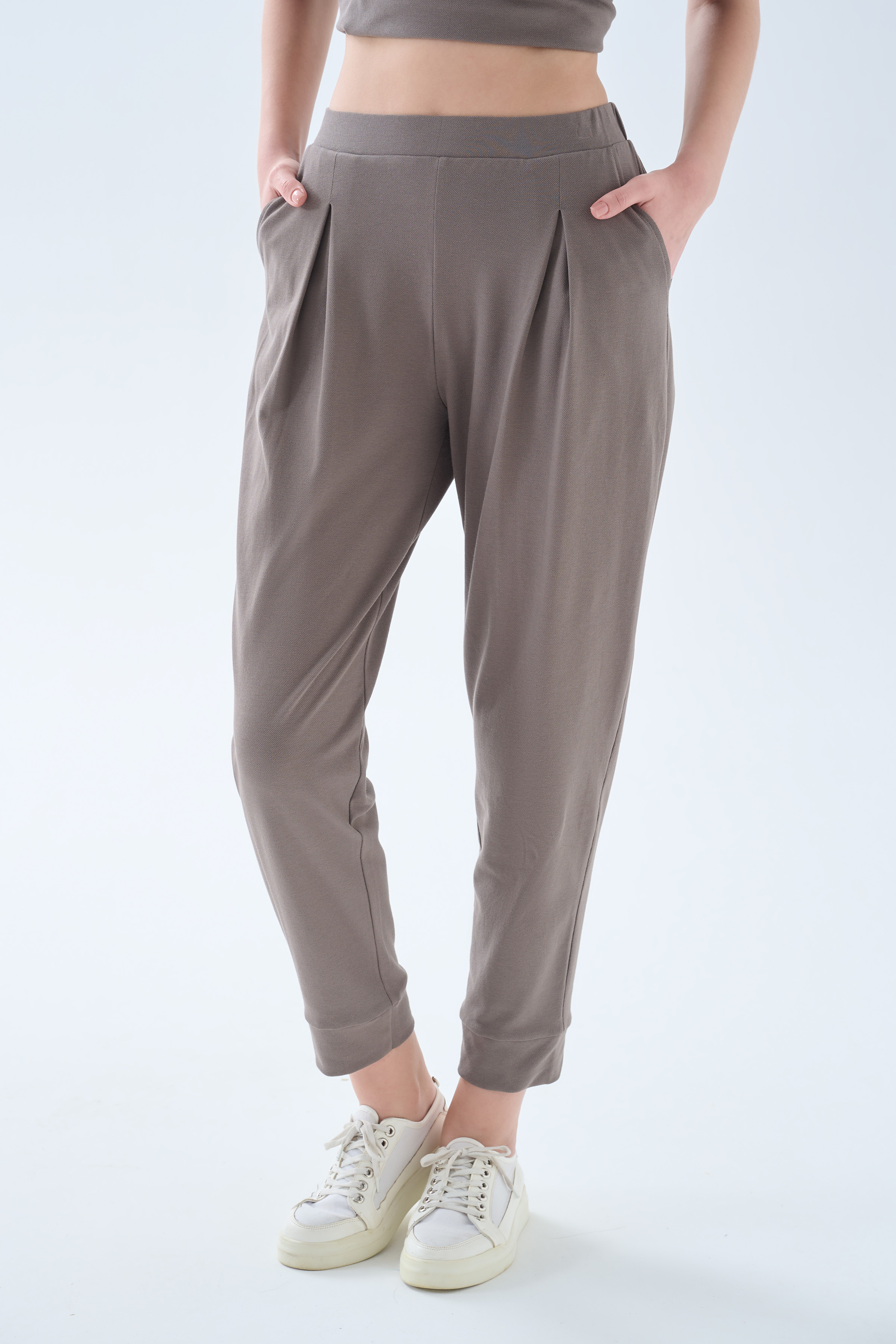 Kadın Pamuklu Pique Yırtmaç Detaylı Pantolon