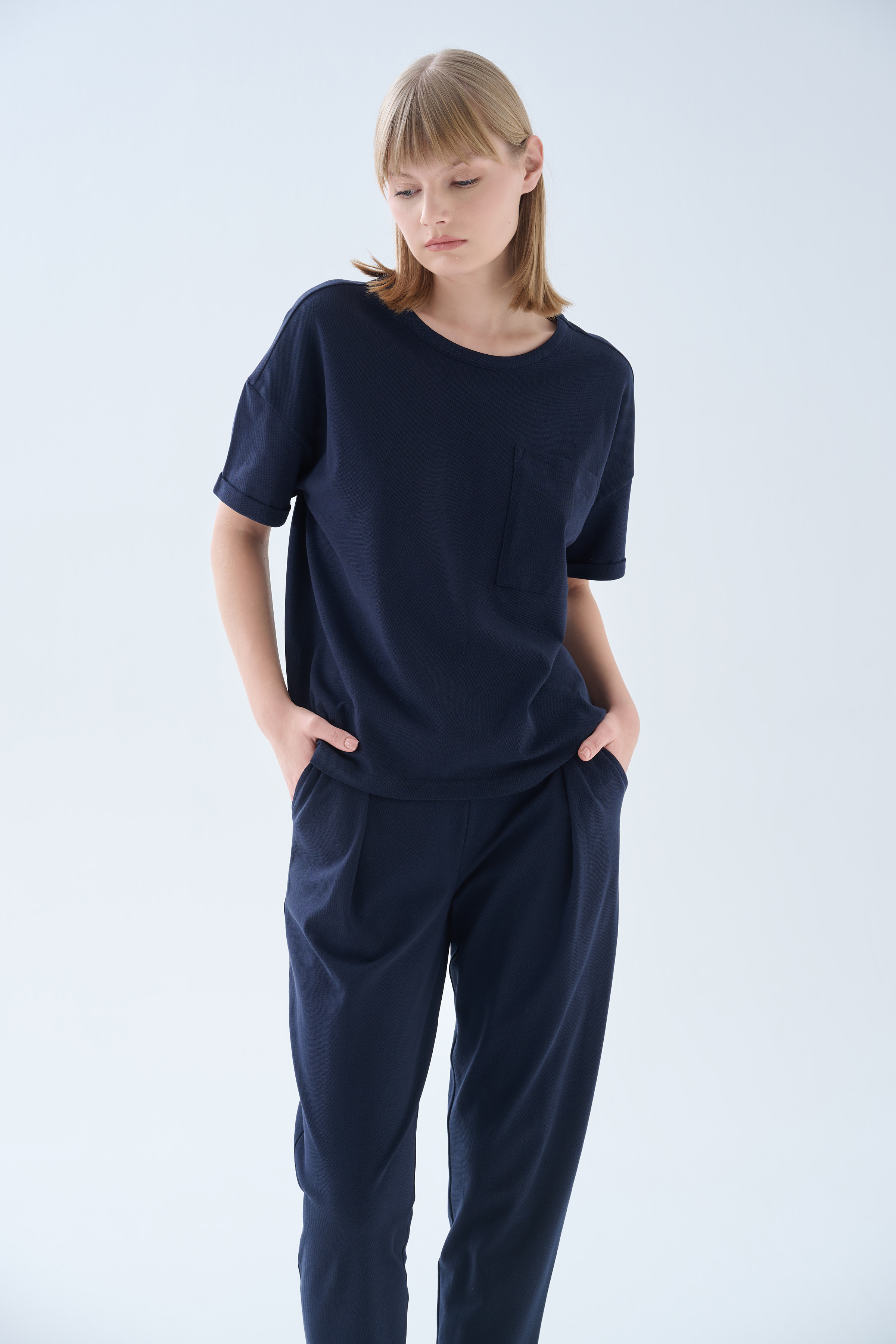 Kadın Pamuklu Pique Arkası Detaylı T-shirt