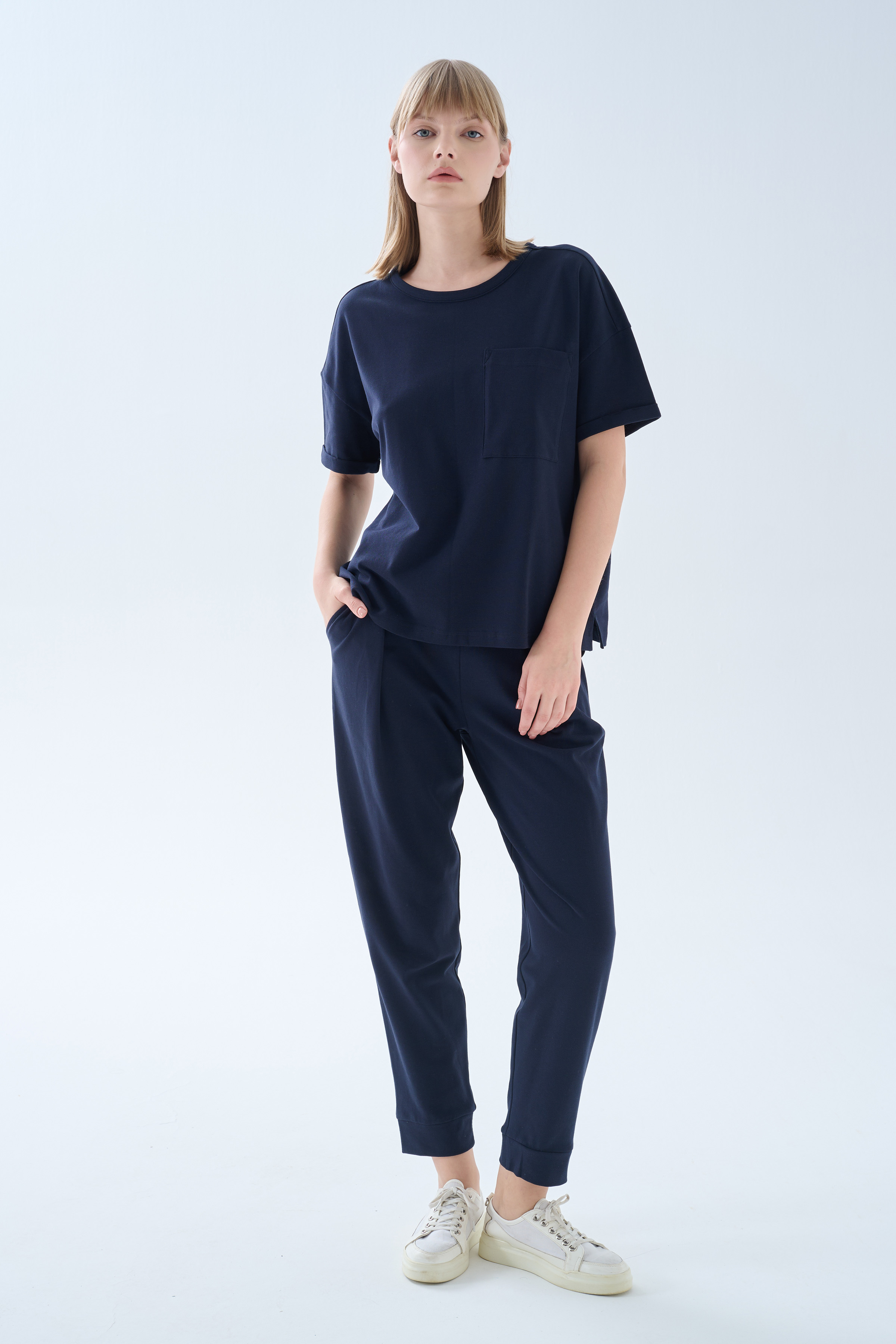 Kadın Pamuklu Pique Arkası Detaylı T-shirt