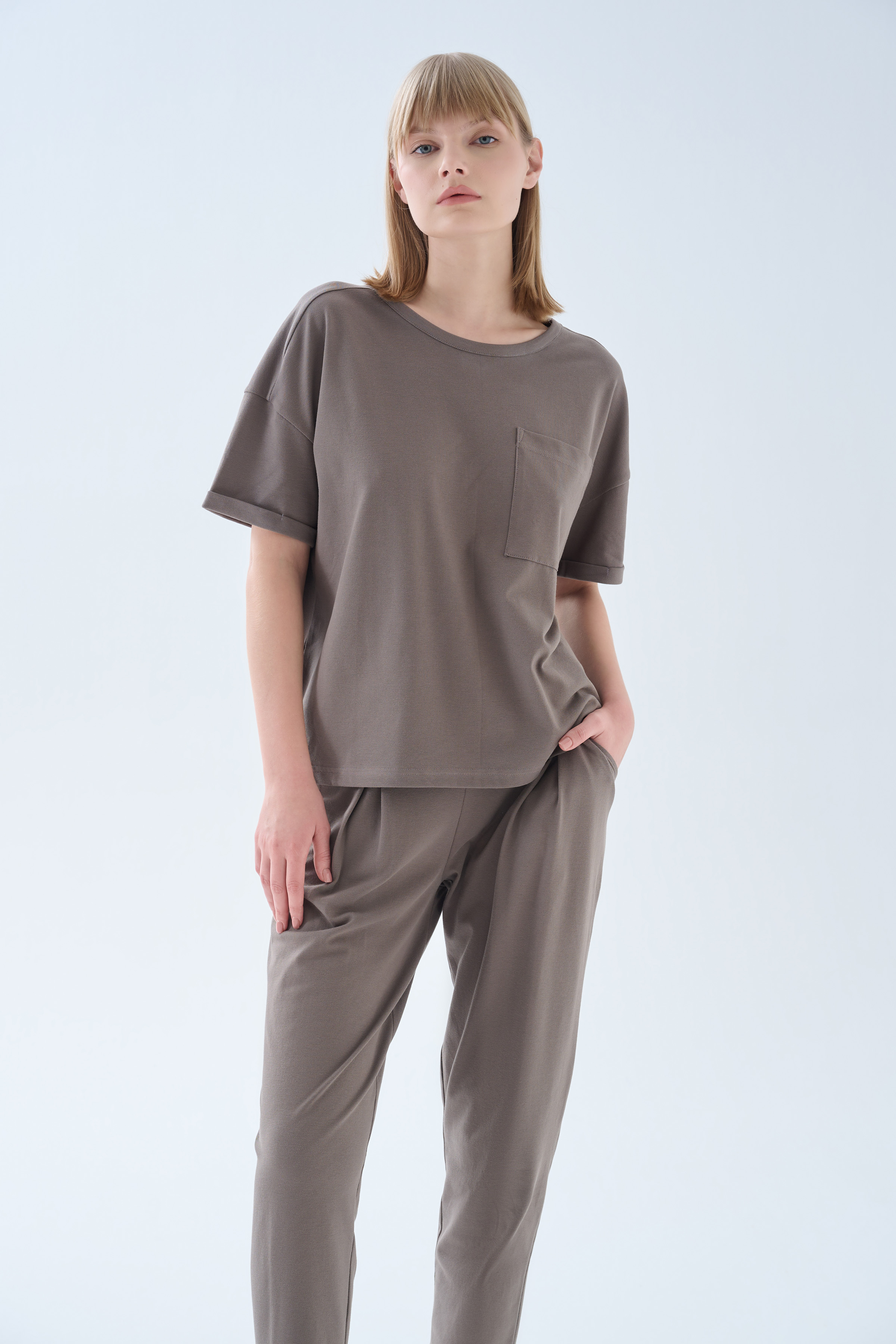 Kadın Pamuklu Pique Arkası Detaylı T-shirt