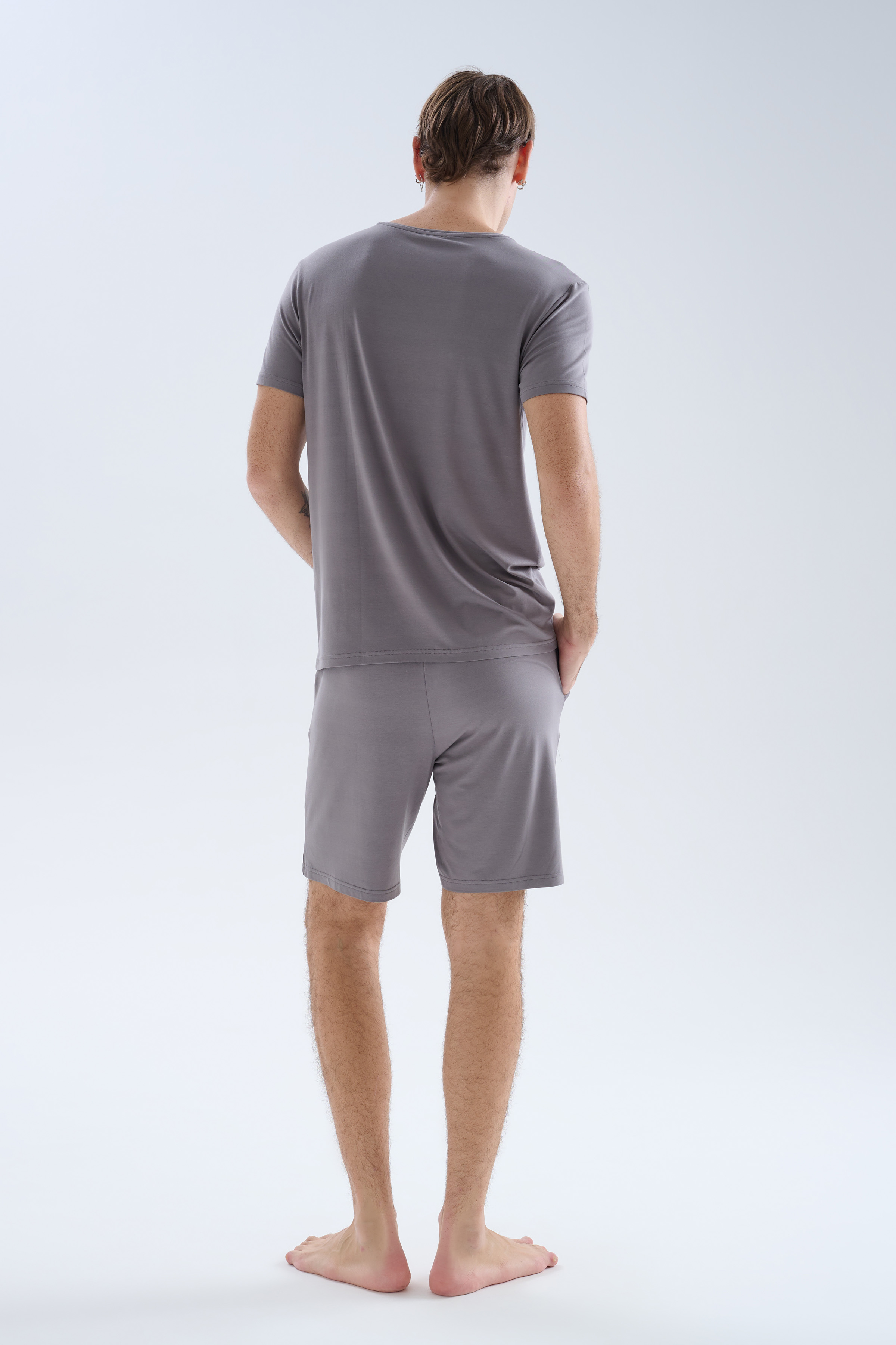 Erkek Modal V Yaka Kısa Kollu T-shirt