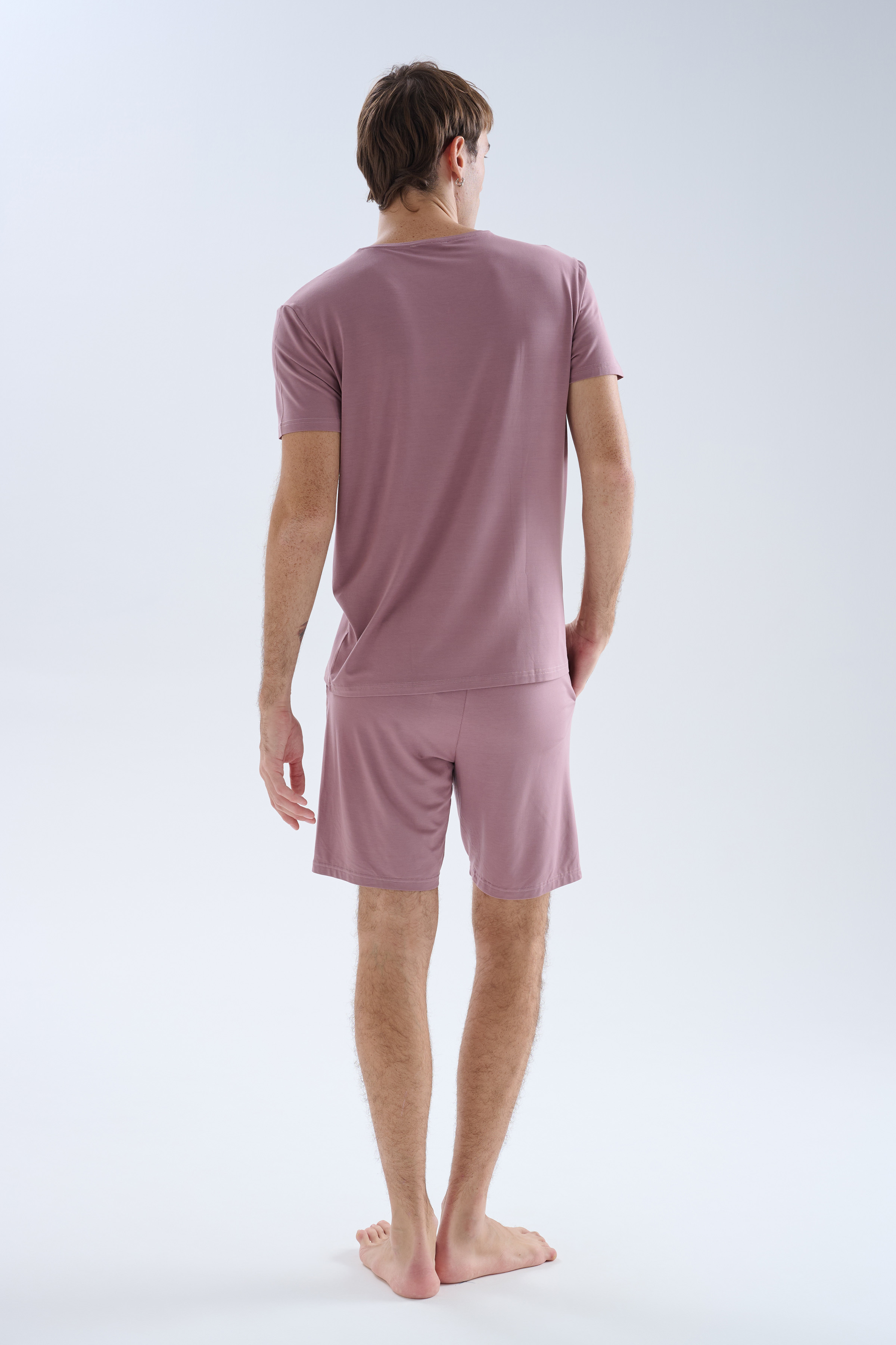 Erkek Modal V Yaka Kısa Kollu T-shirt