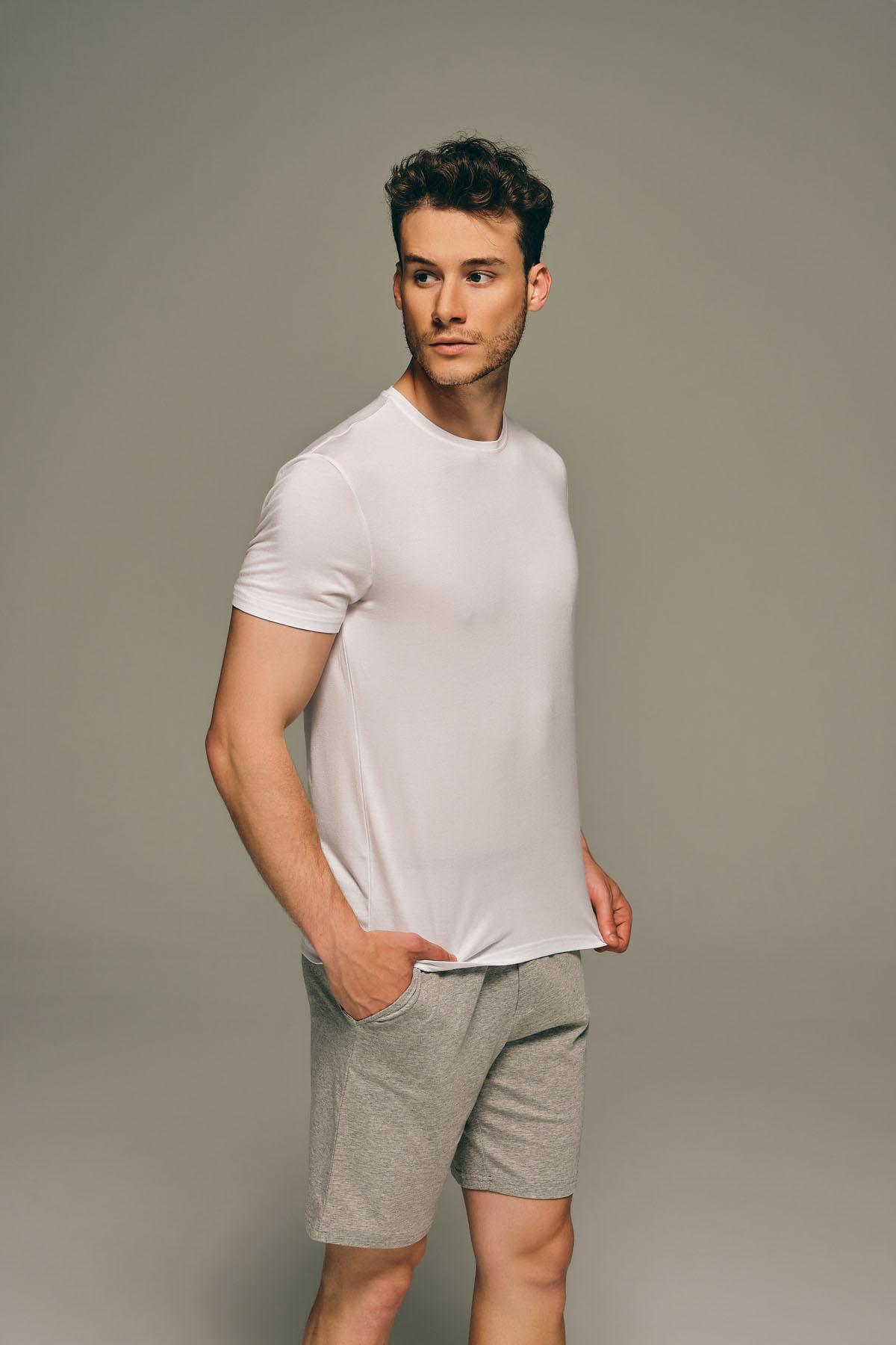 Erkek Modal Bisiklet Yaka Kısa Kollu T-shirt	