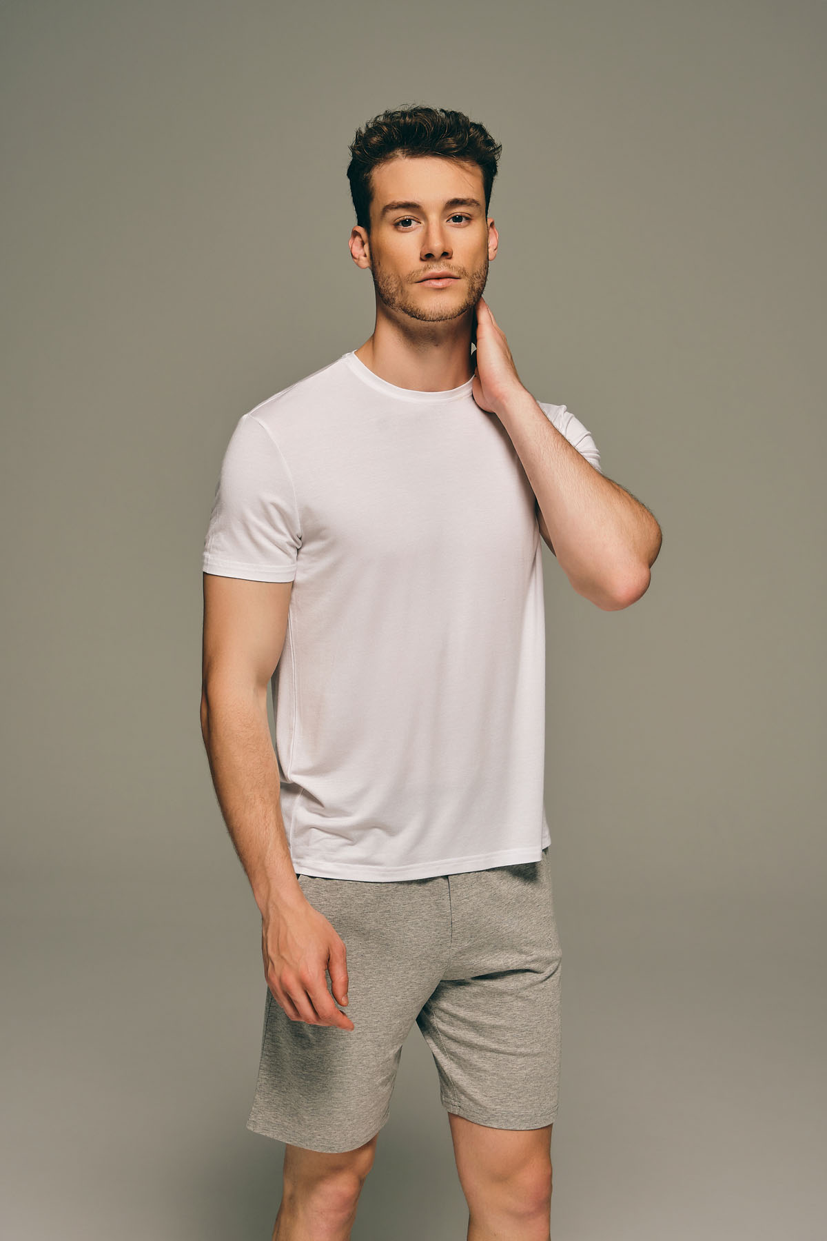 Erkek Modal Bisiklet Yaka Kısa Kollu T-shirt	