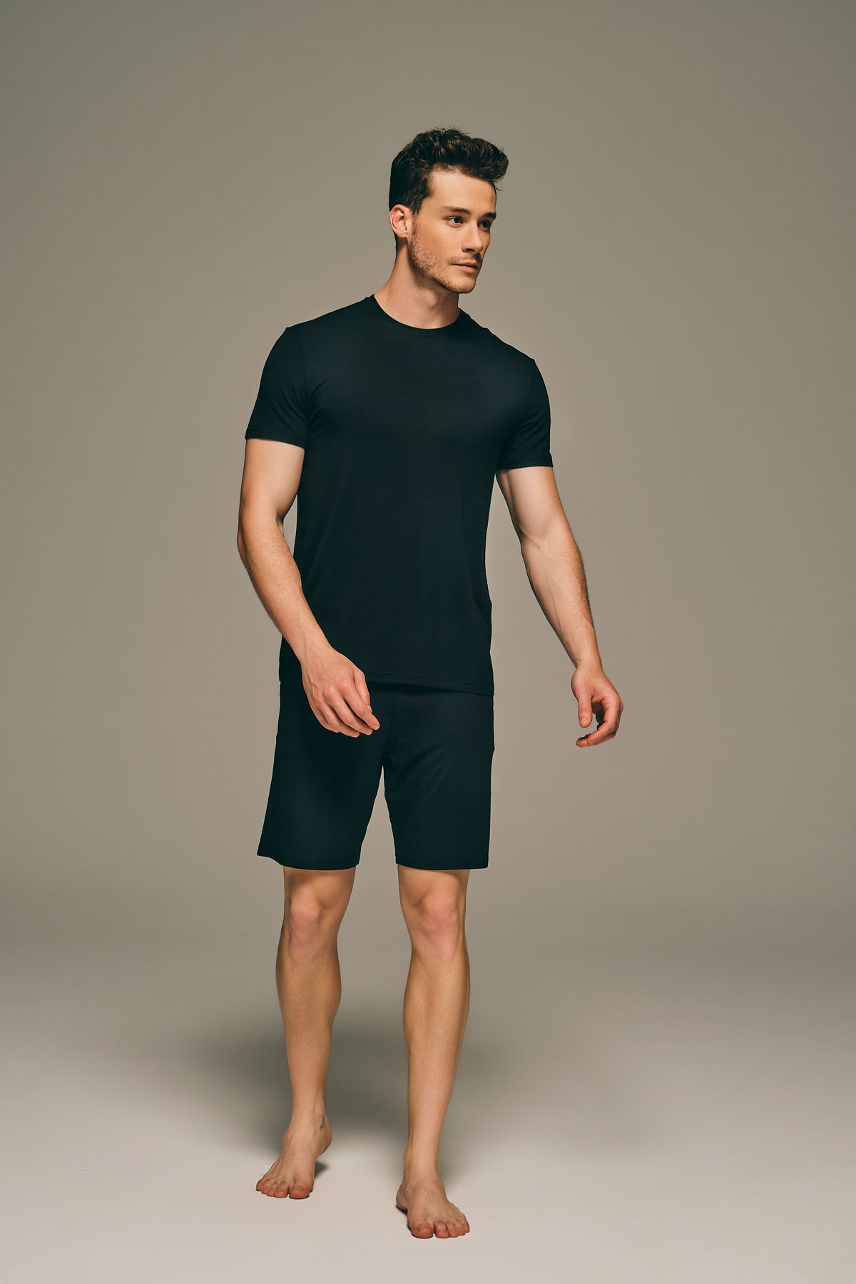 Erkek Modal Bisiklet Yaka Kısa Kollu T-shirt	