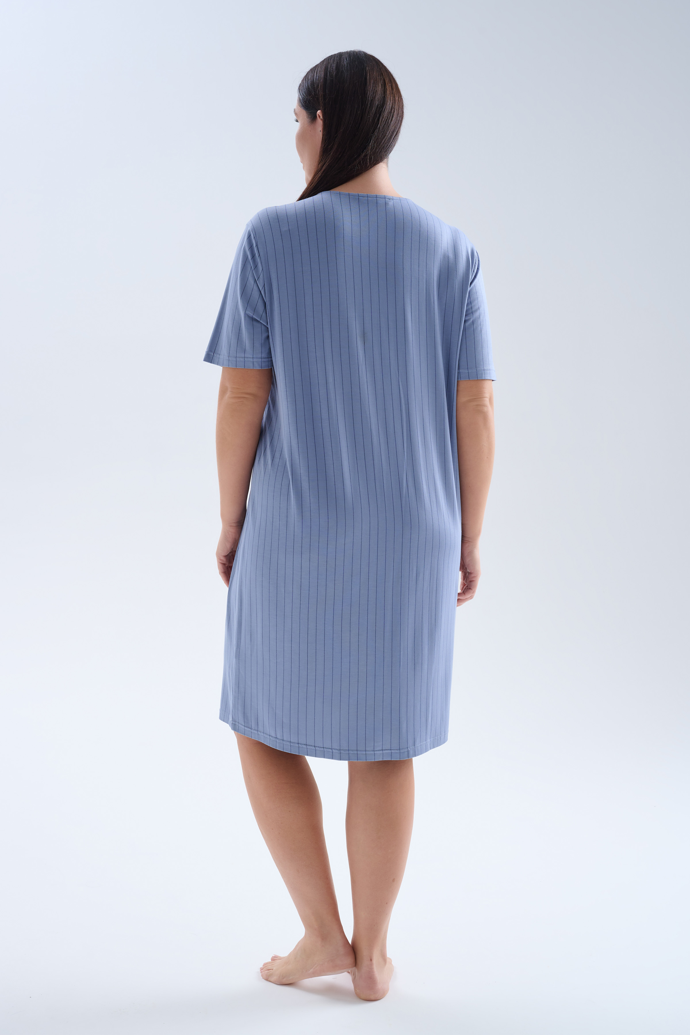 Kadın Plus Size Viskoz Kısa Kollu V Yaka Gecelik