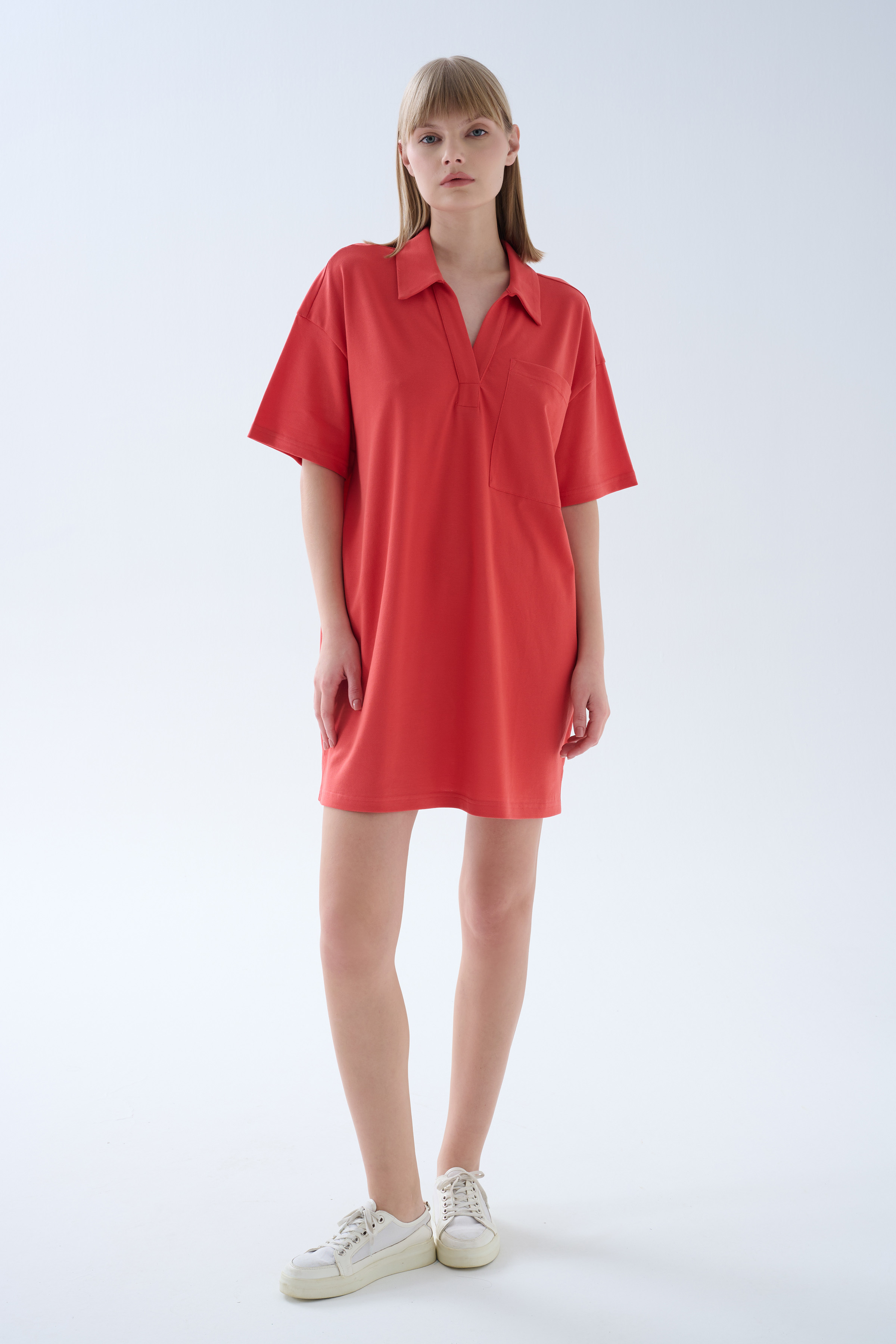 Kadın Pamuklu Pique Polo Yaka Elbise