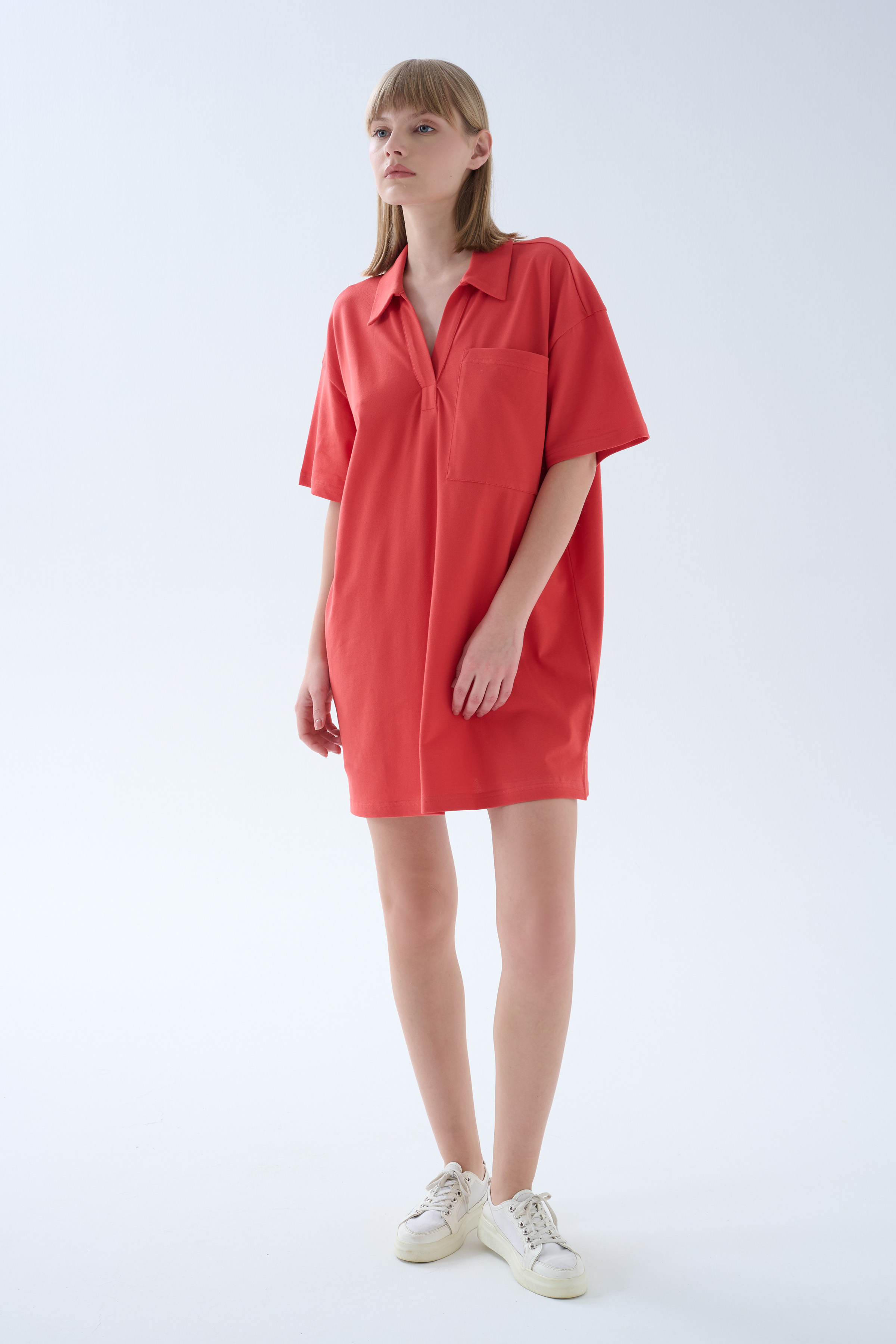 Kadın Pamuklu Pique Polo Yaka Elbise