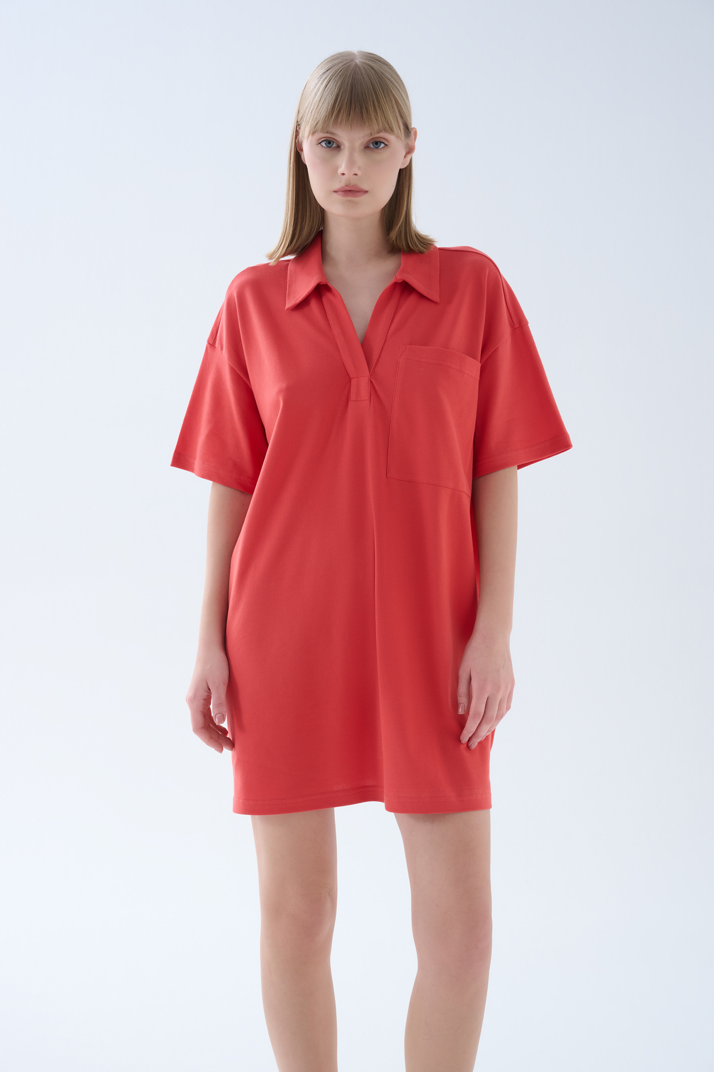 Kadın Pamuklu Pique Polo Yaka Elbise