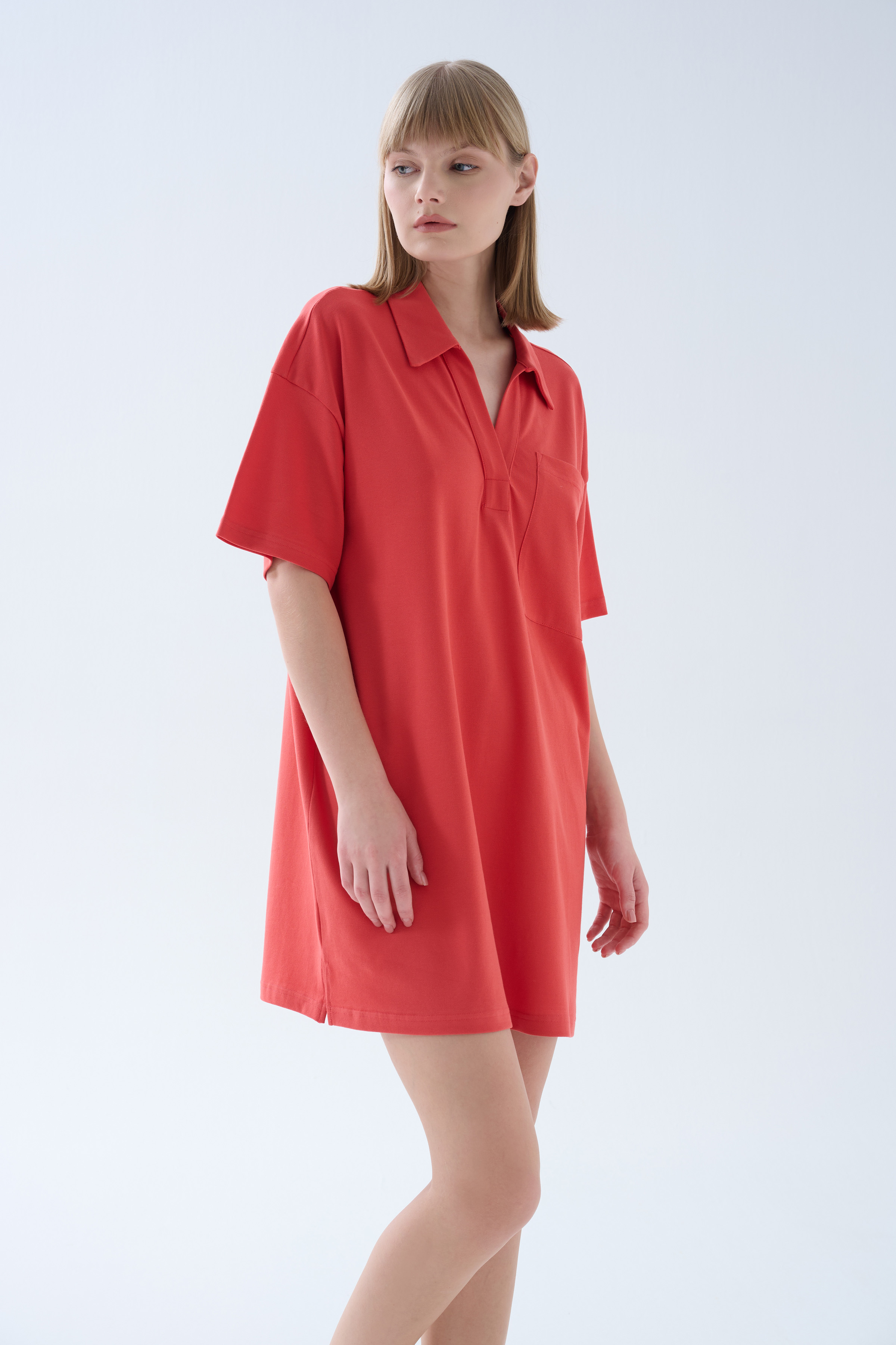 Kadın Pamuklu Pique Polo Yaka Elbise