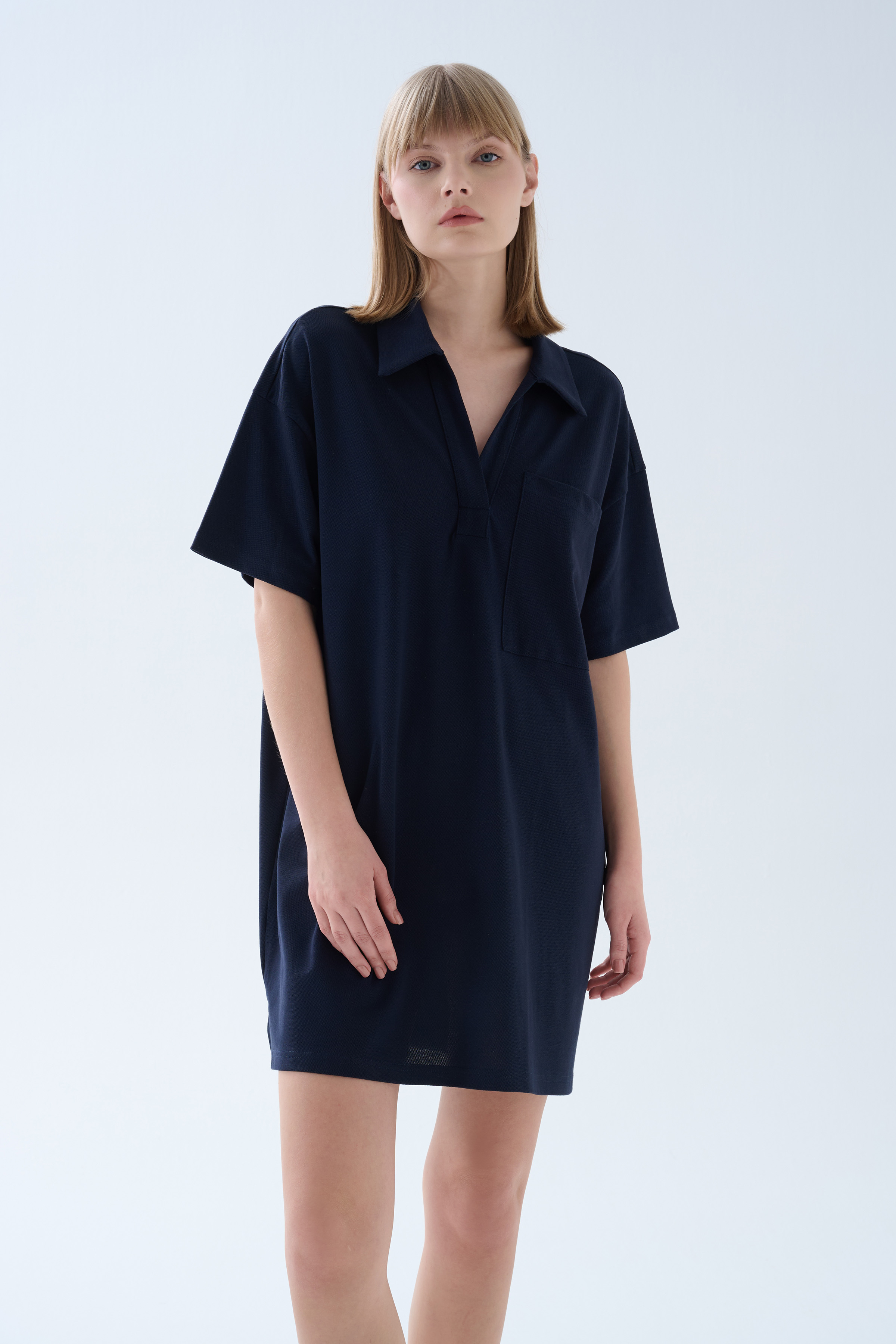 Kadın Pamuklu Pique Polo Yaka Elbise