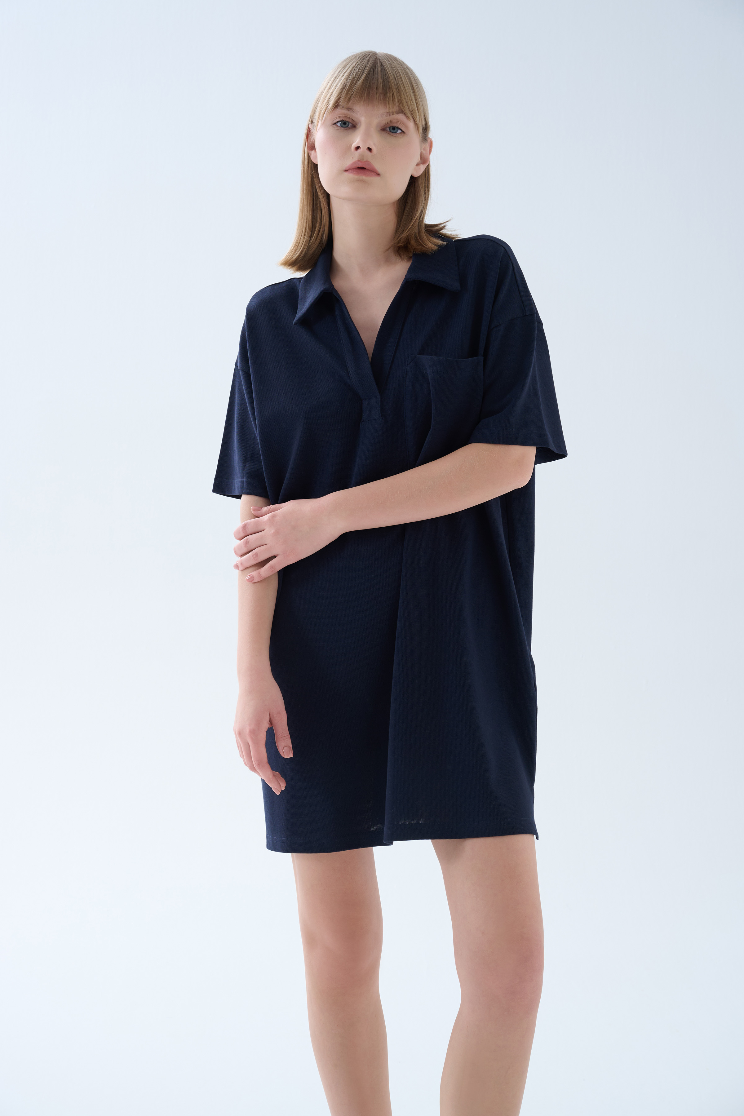Kadın Pamuklu Pique Polo Yaka Elbise