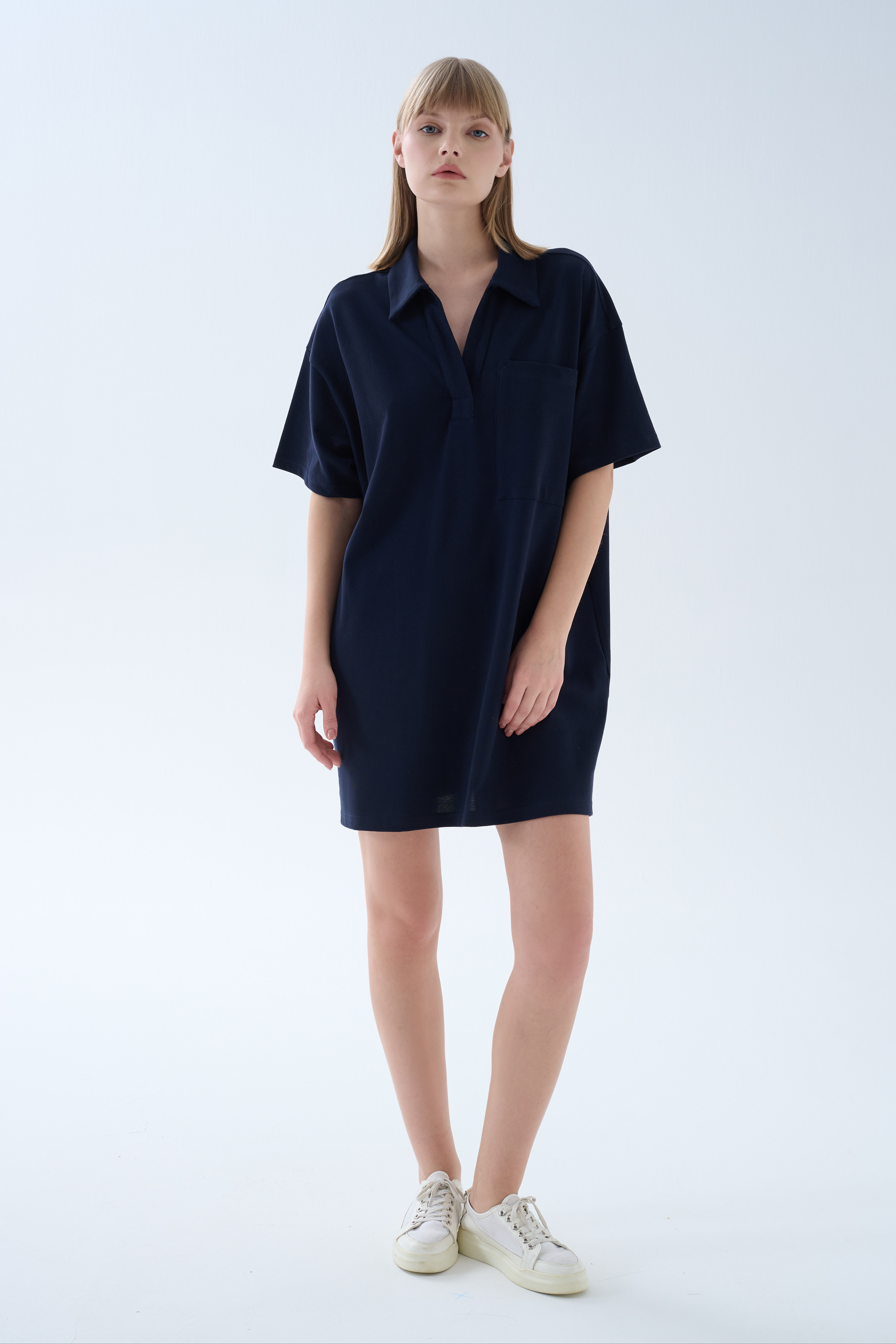 Kadın Pamuklu Pique Polo Yaka Elbise