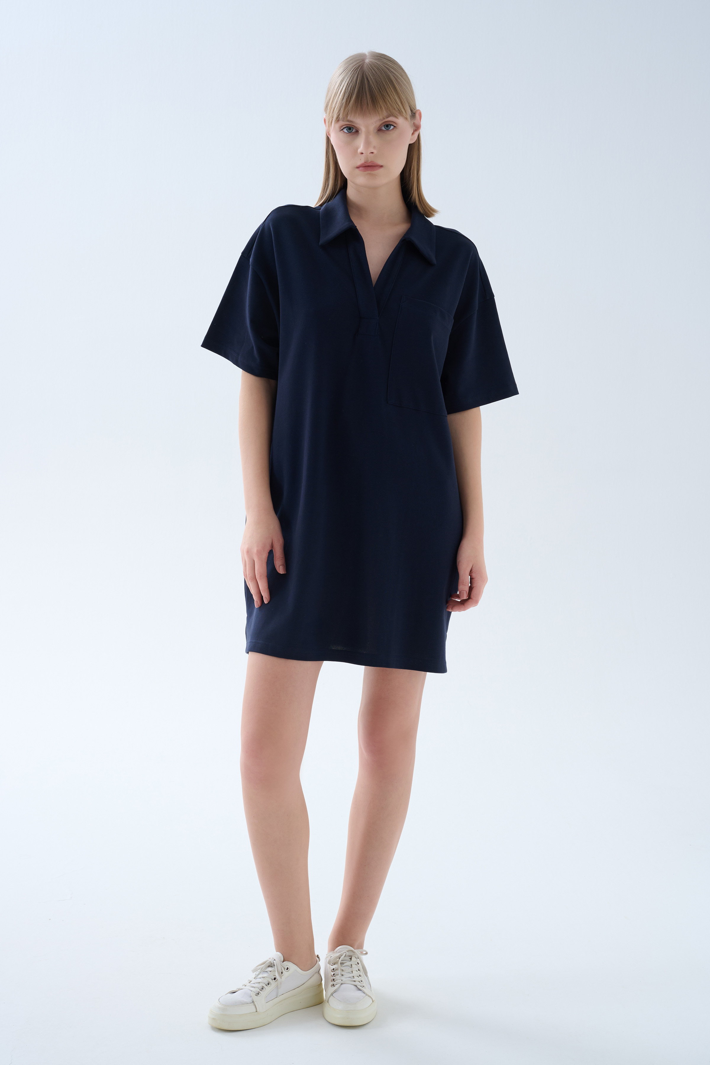 Kadın Pamuklu Pique Polo Yaka Elbise