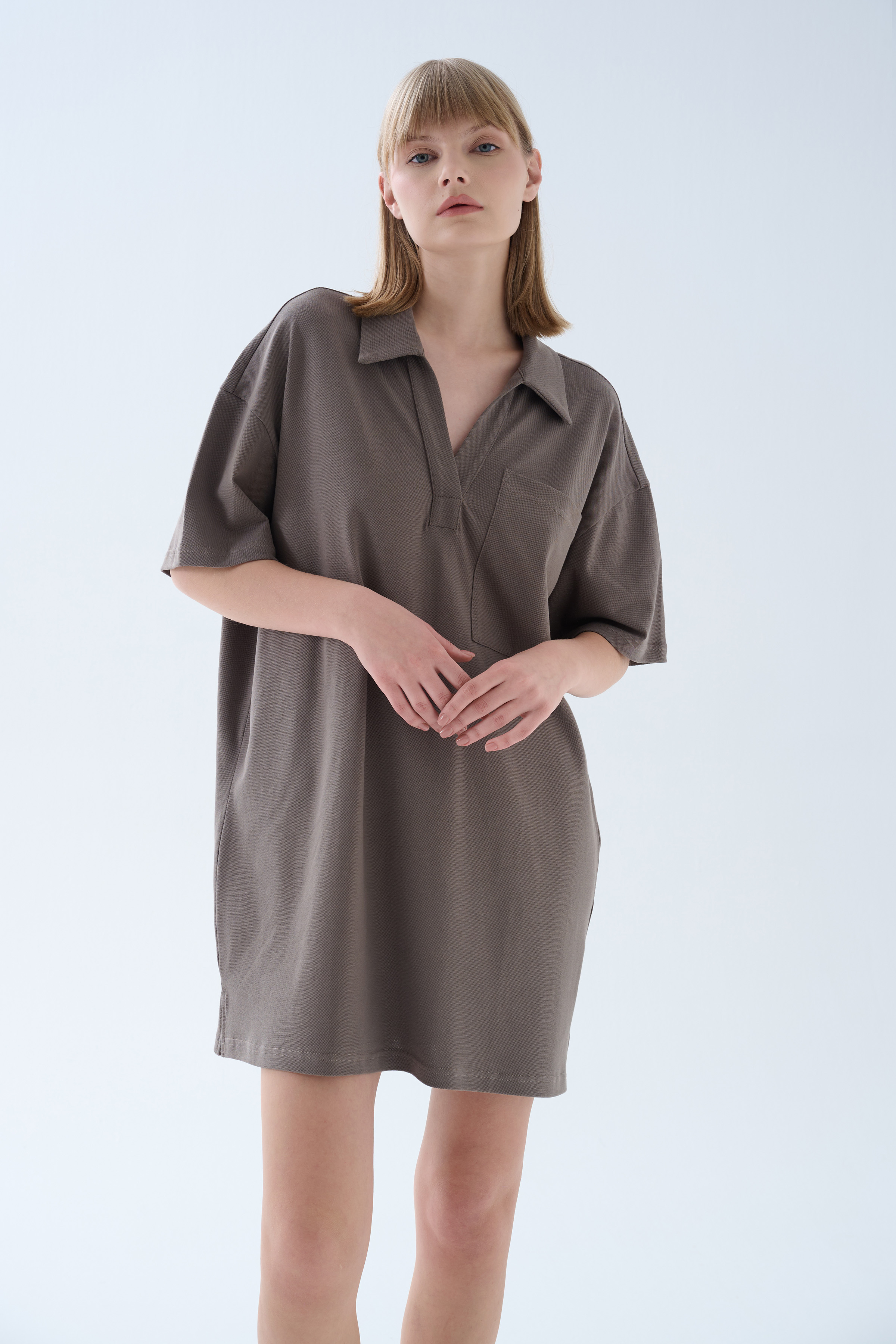 Kadın Pamuklu Pique Polo Yaka Elbise