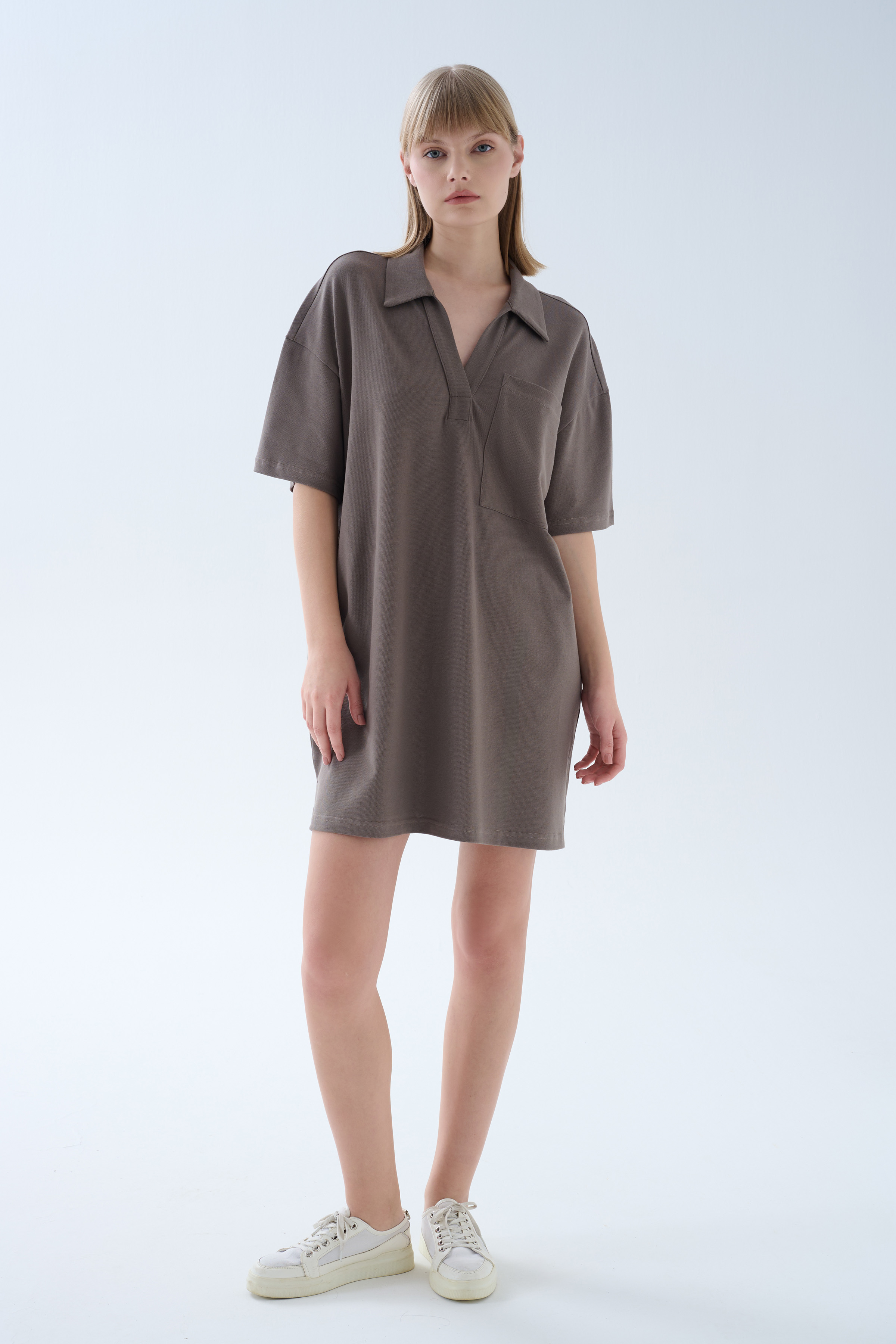 Kadın Pamuklu Pique Polo Yaka Elbise
