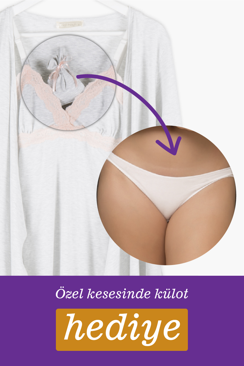Hays Mom Kadın Hediyeli Fonksiyonlu Sabahlıklı Gecelik Takım