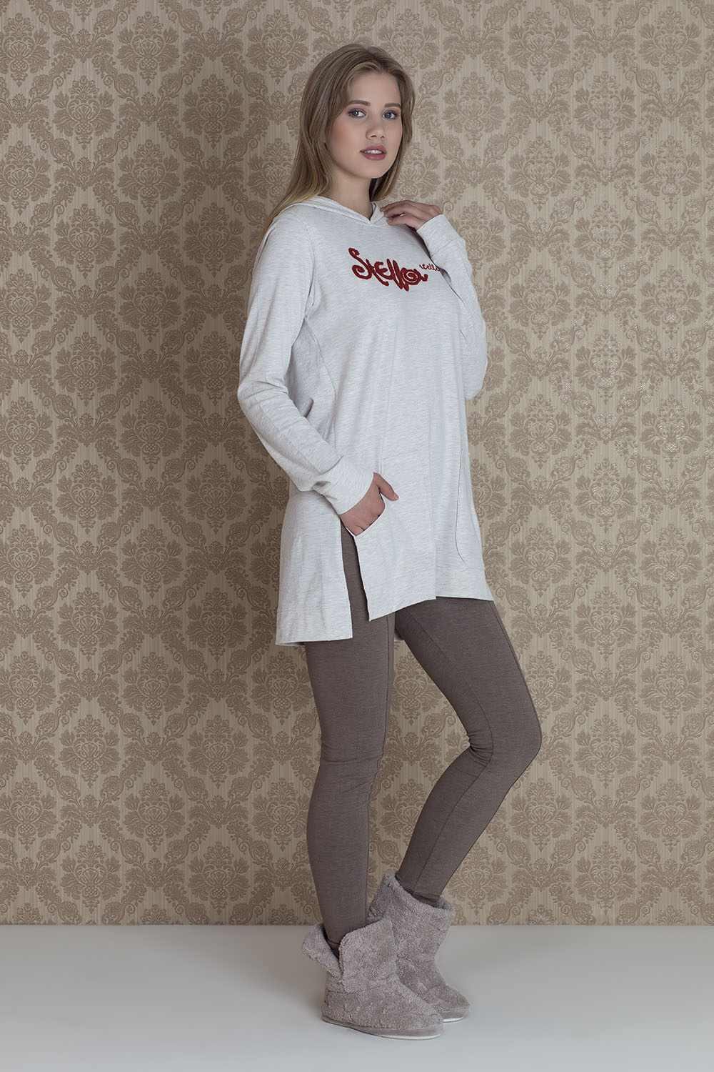 Stellina Kadın Penye 2li Taytlı Pijama Takımı