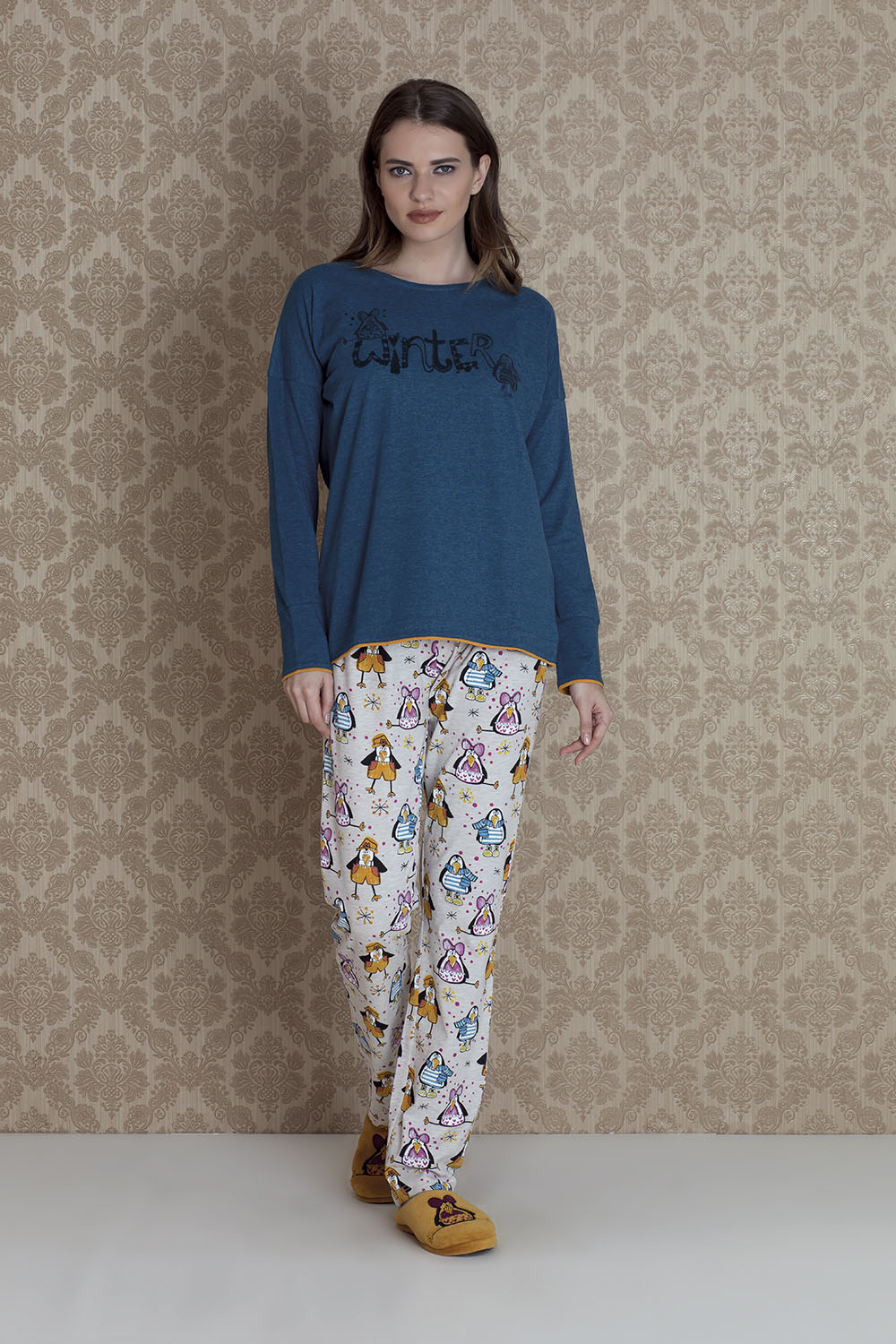 Hays Pingua Kadın Uzun Kollu Arkası Kesimli Uzun Pijama