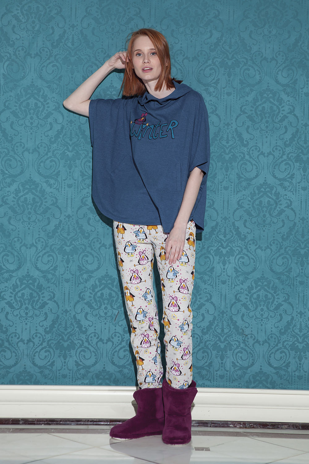 Hays Pingua Kadın Yarasa Kollu Uzun Pijama Takımı