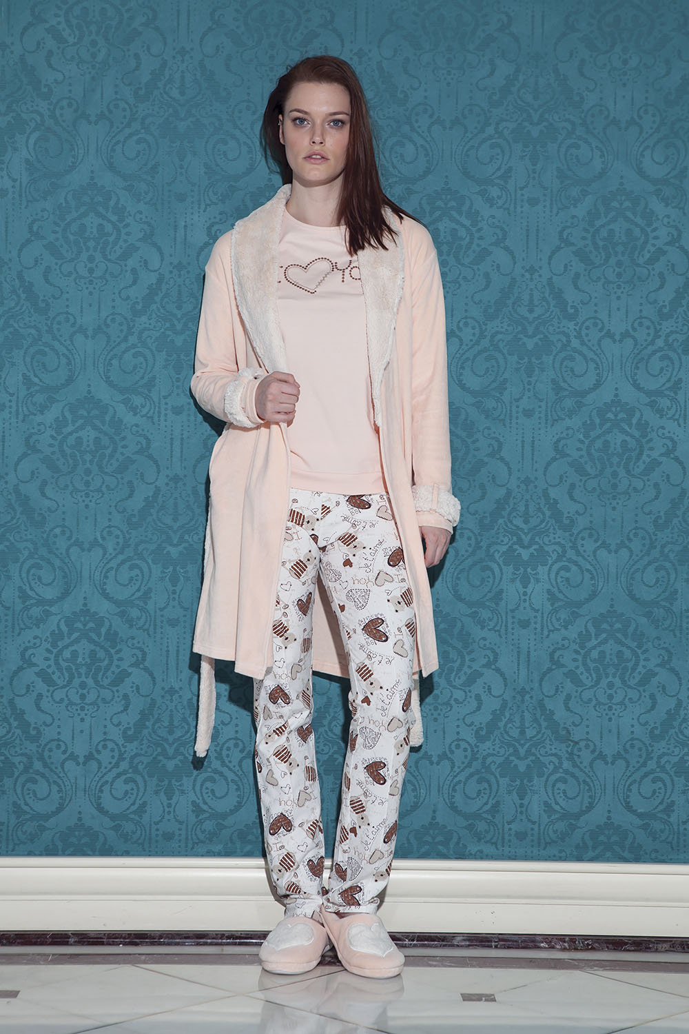 Hays Browni Kadın Kadife 3lü Pijama Takımı