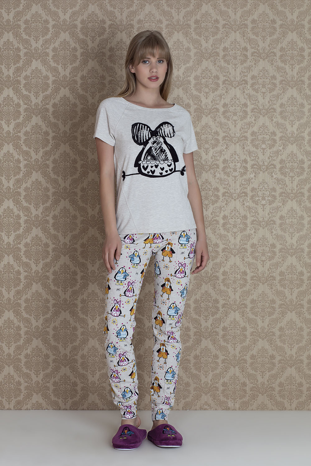 Pingua Kadın Kadife Sabahlıklı 3lü Pijama Takımı