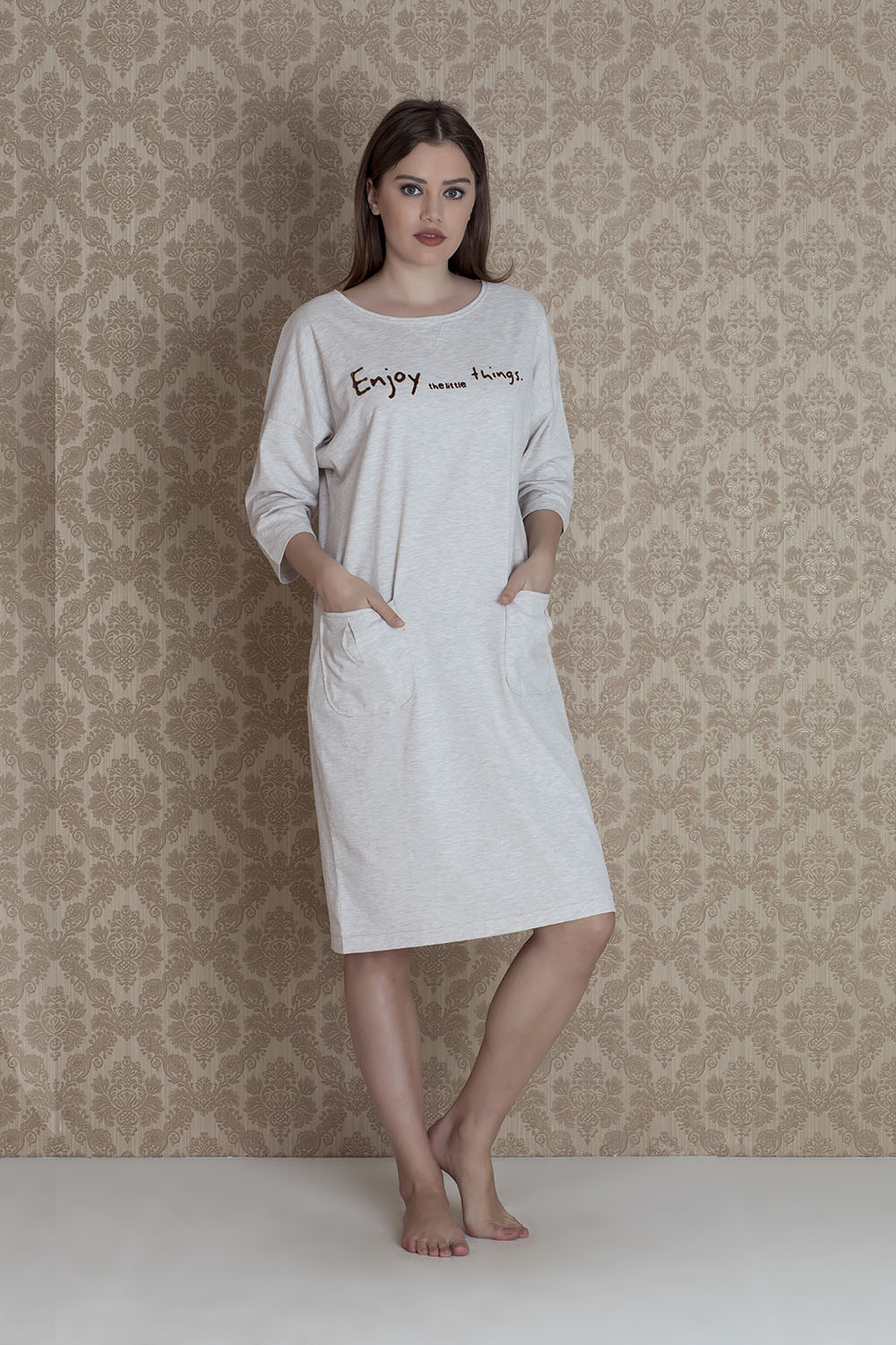 Hays Plus Size Kadın Uzun Kollu Gecelik